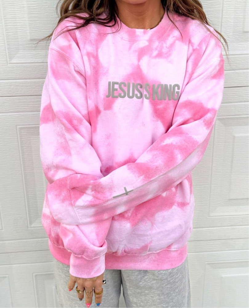 Jesus tie-dye Crew pink