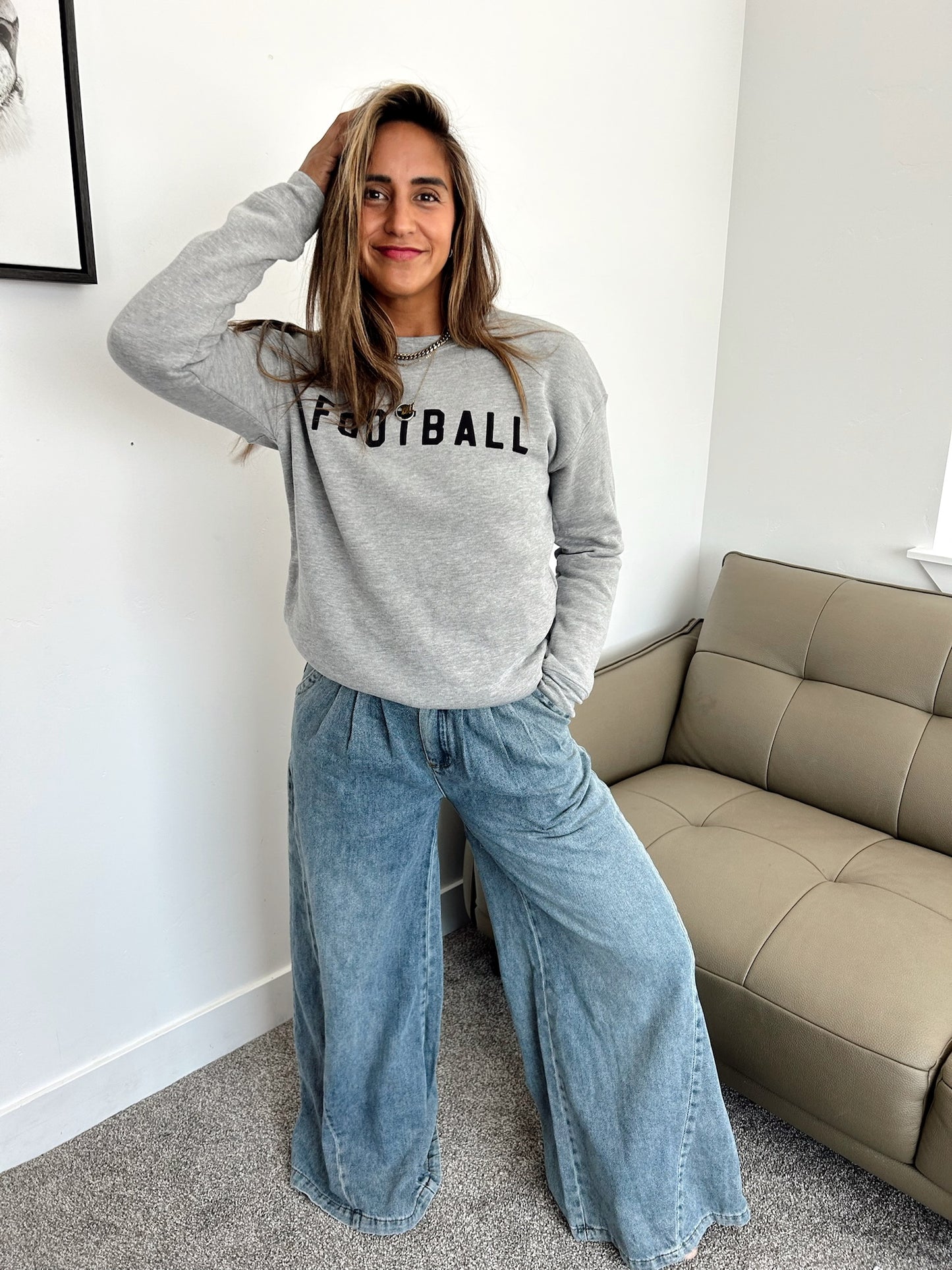 Football Graphic Sweatshirt • Athletic Heather