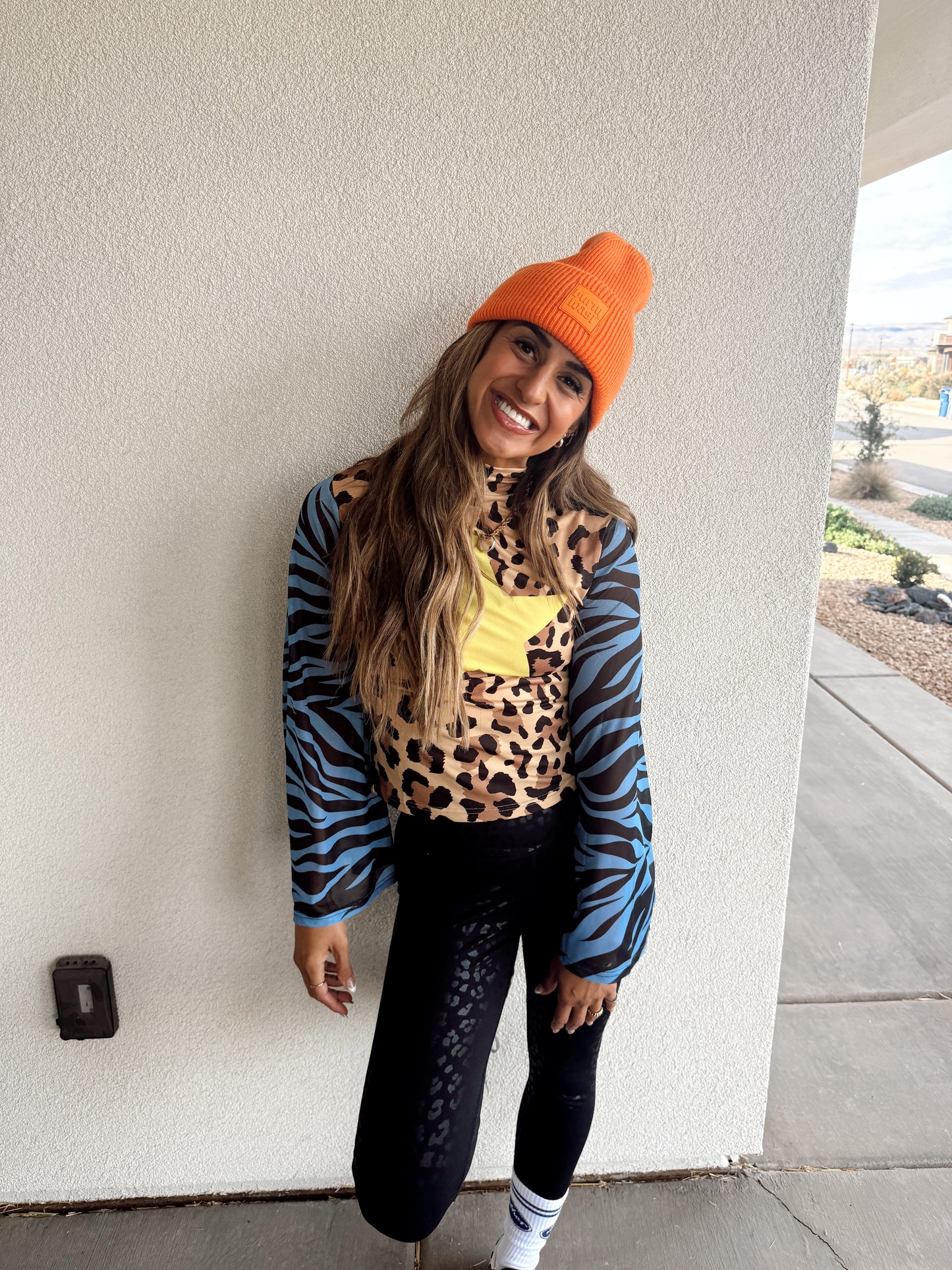 Don't Tell Me Star Bell Sleeve Mesh Top