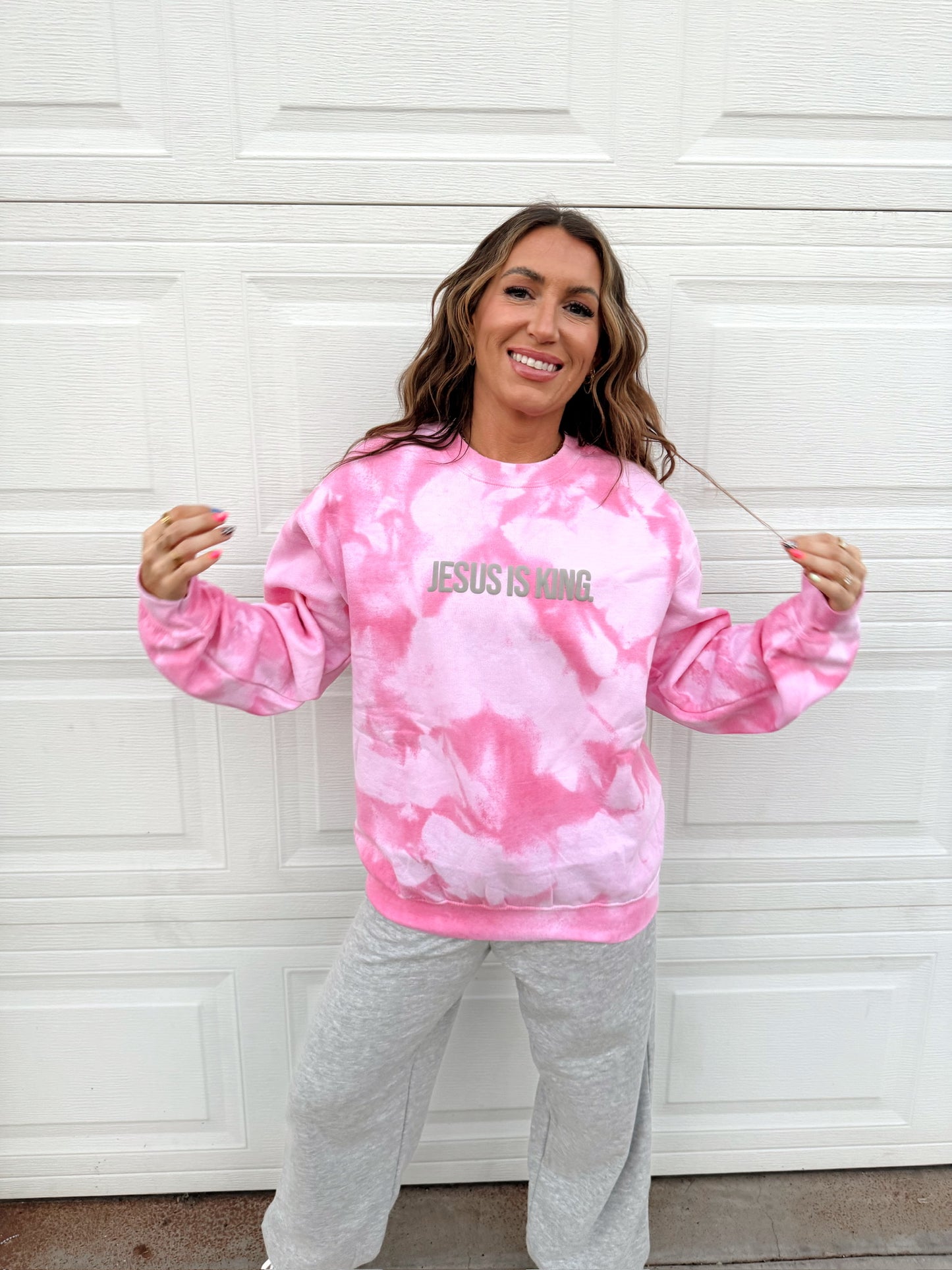 Jesus tie-dye Crew pink