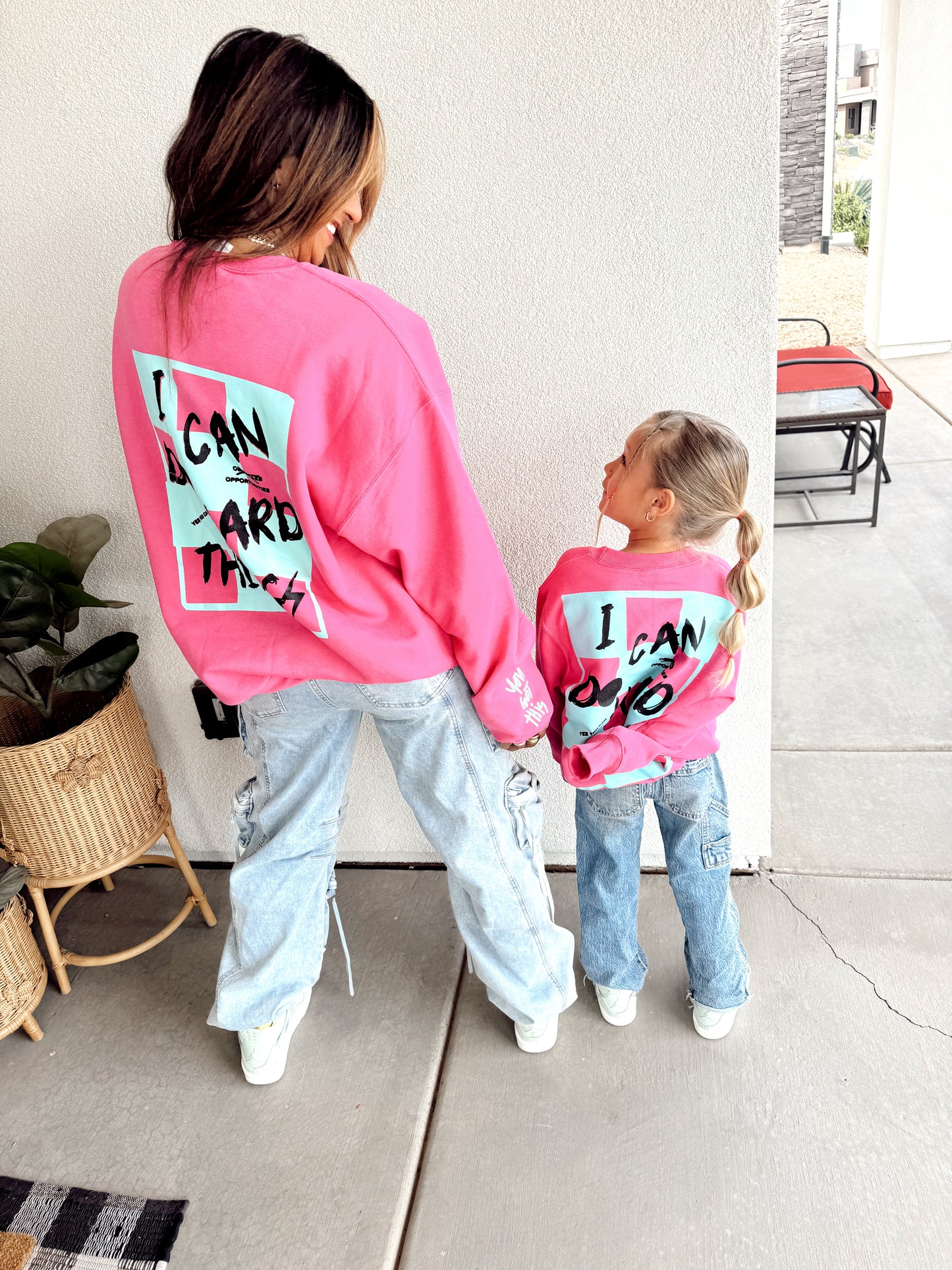 Fucsia and Teal "I Can Do Hard Things" Crewneck