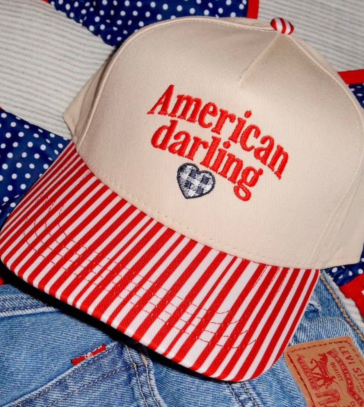 American Darling Red Stripe Hat-Memorial Day- 4th of July