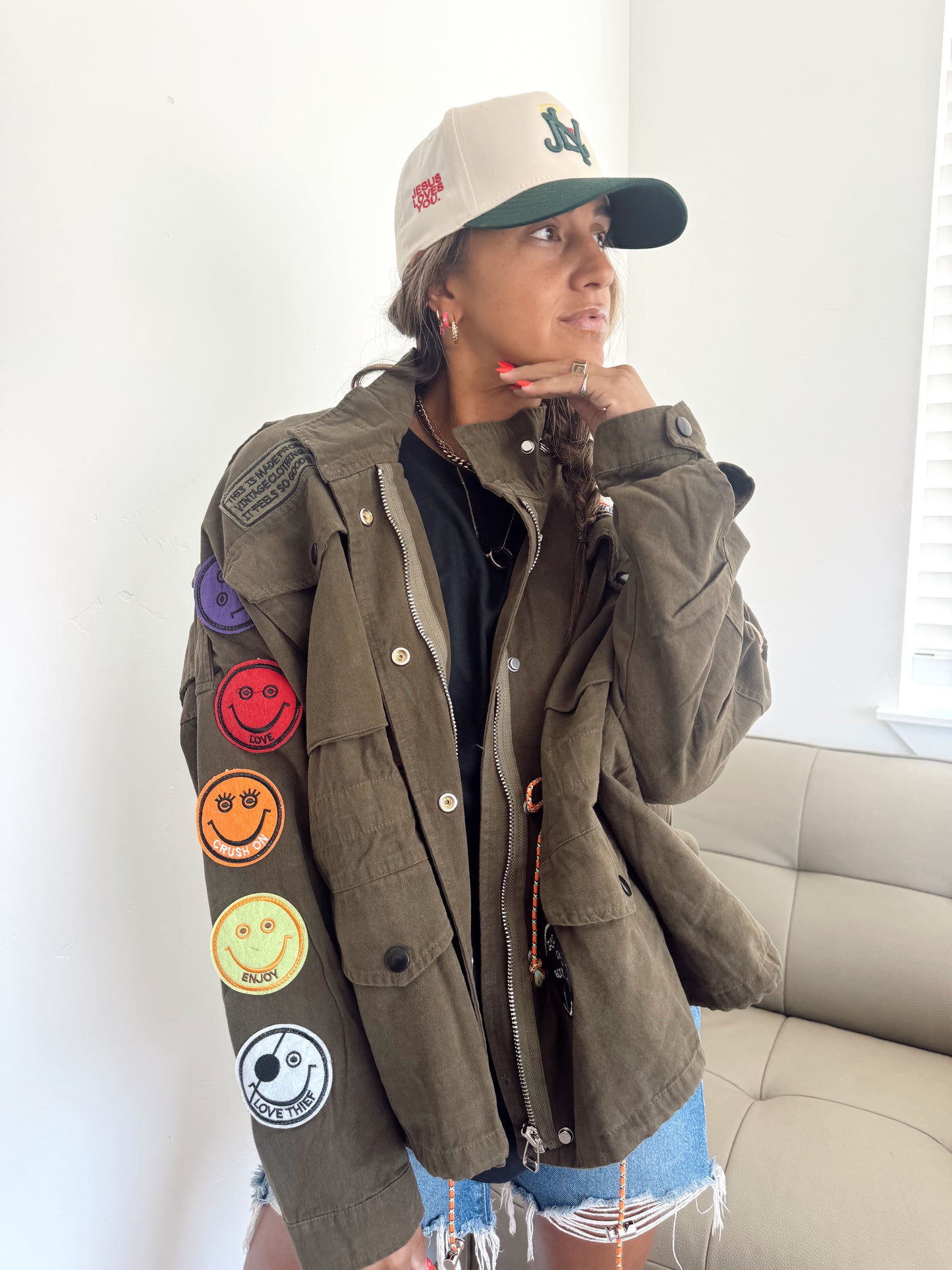 Smile Patchwork Jacket • OLIVE