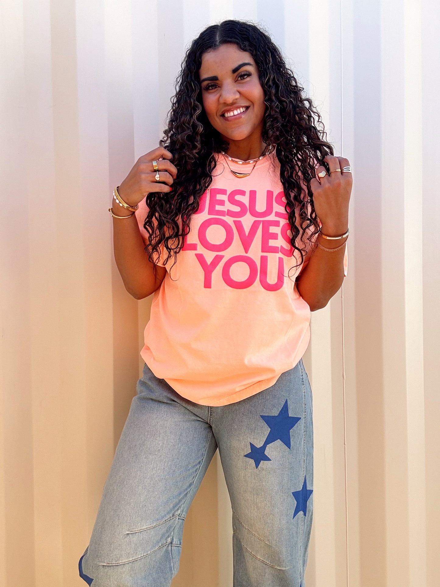 Jesus Loves You Puff Tee | Cantaloupe