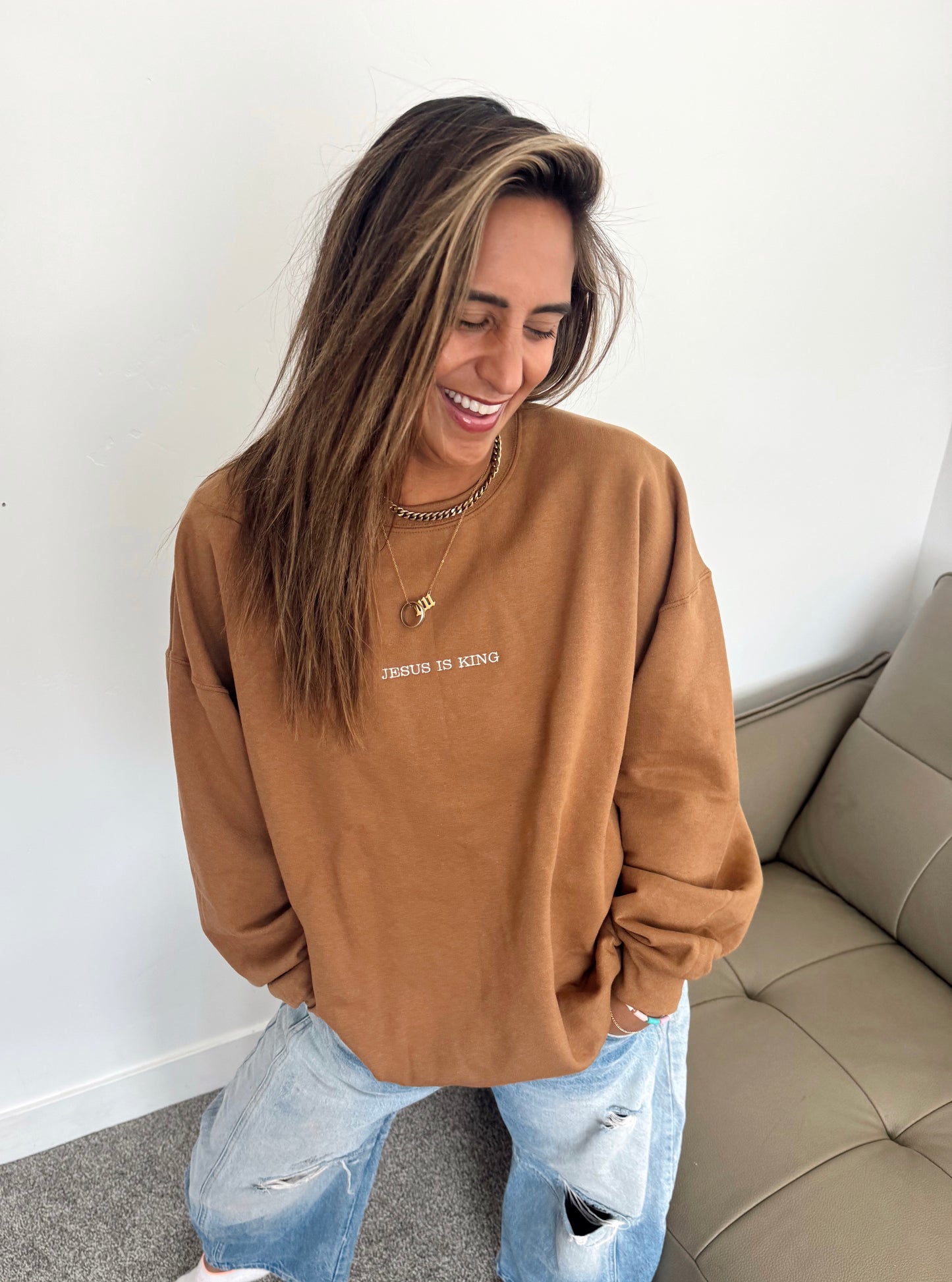 Jesus is King Embroidered Sweatshirt