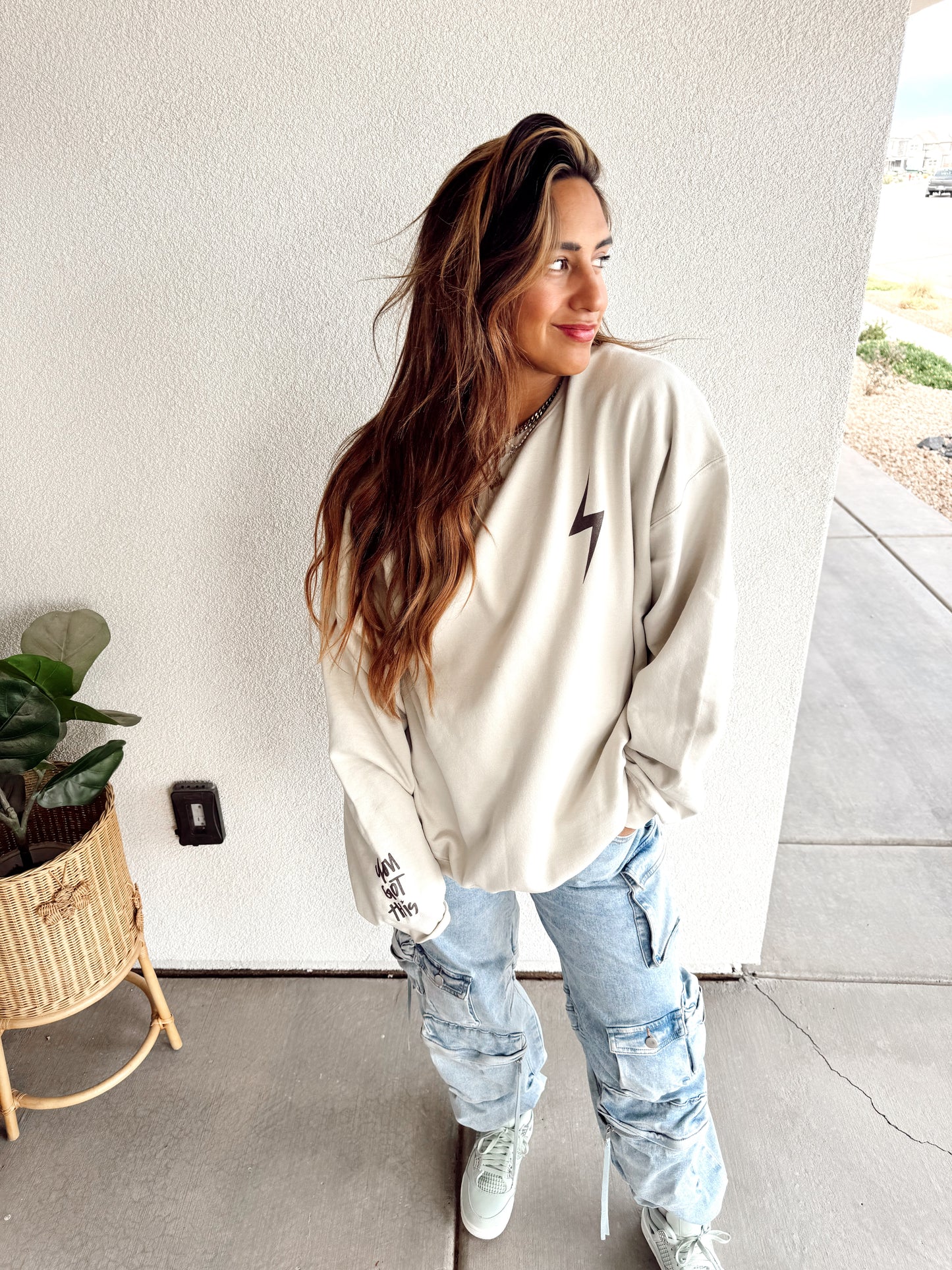 Sand "I Can Do Hard Things" Crewneck