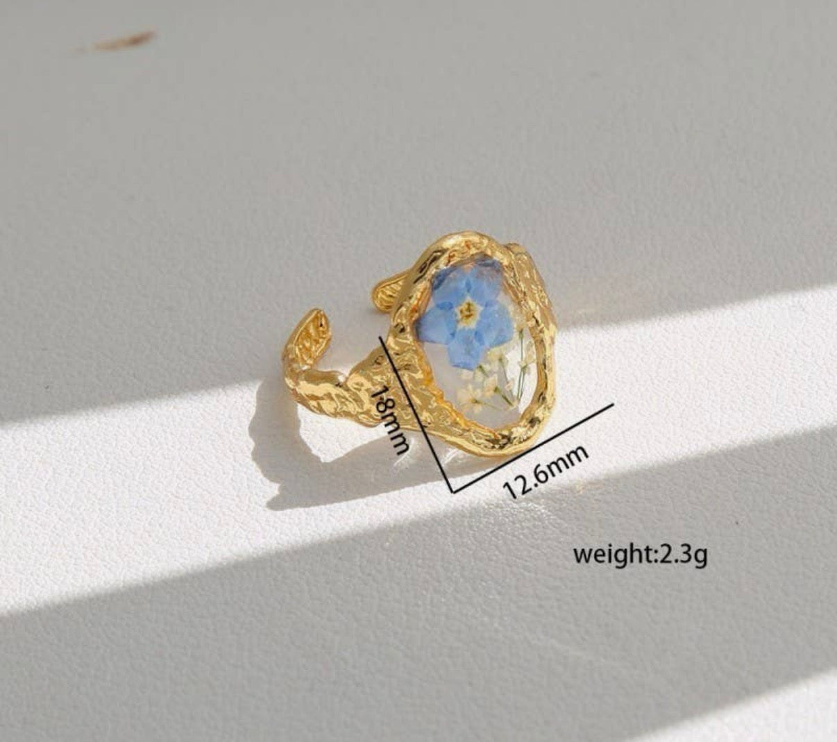 18K Stainless Steel Tarnish Free Floral Rings | OVAL BLUE