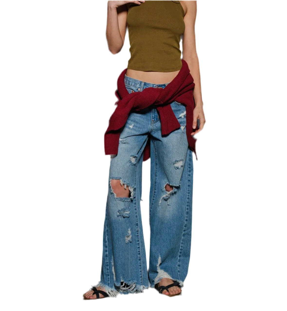 Destroyed Wide Leg Jeans