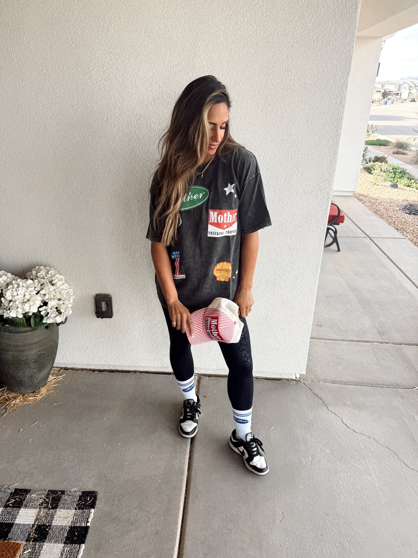 All American Mother Oversized Acid Wash Graphic Tee