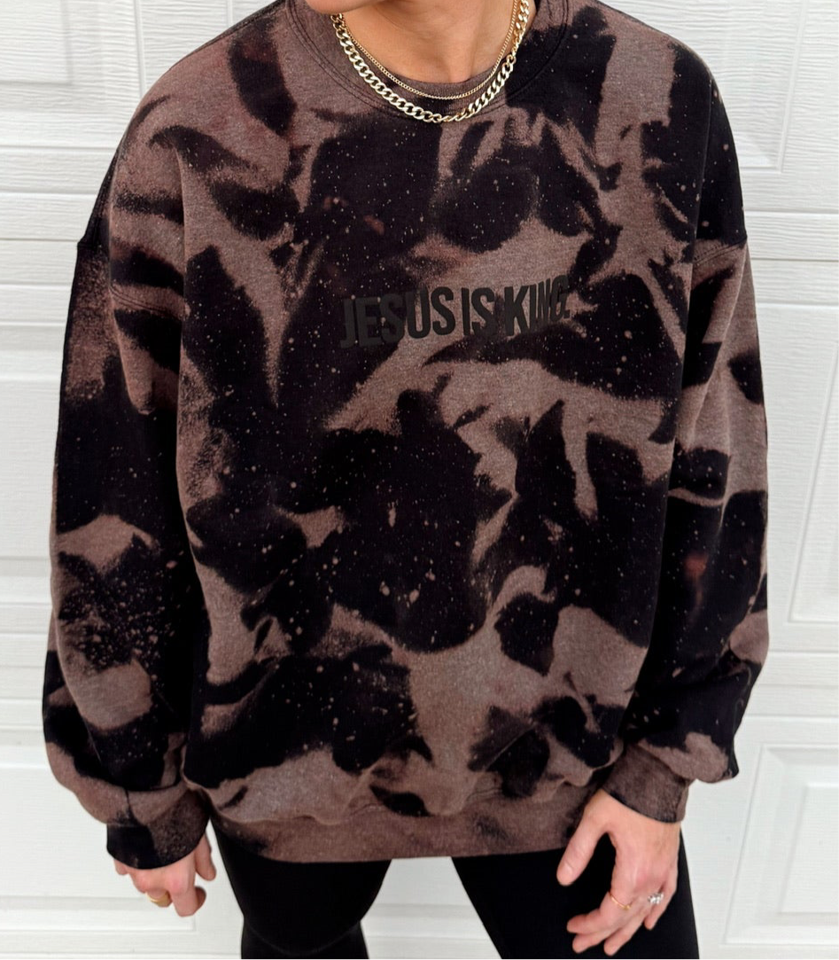 Jesus tie-dye Crewneck gray