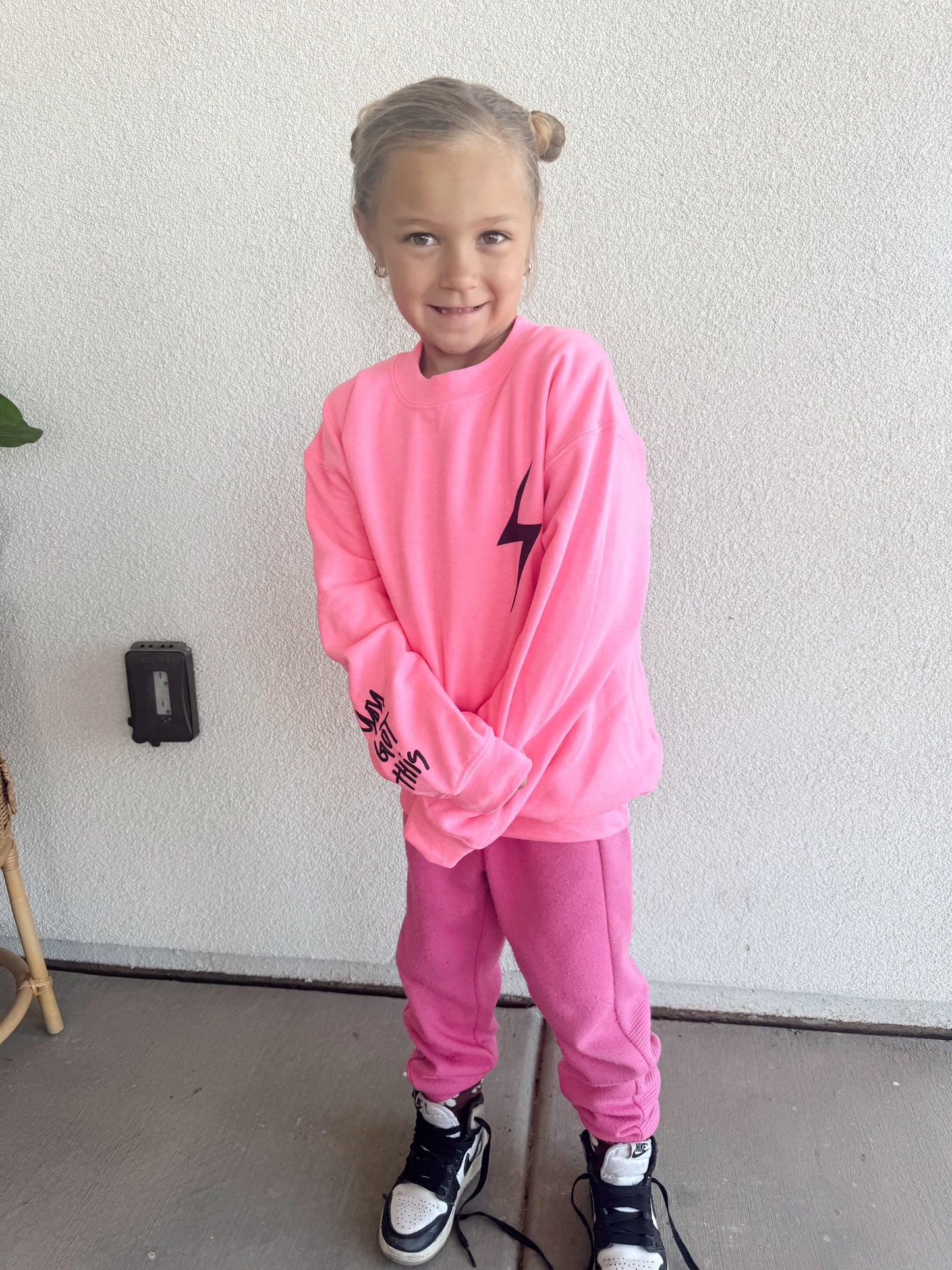Pink and Black "I Can Do Hard Things" Crewneck