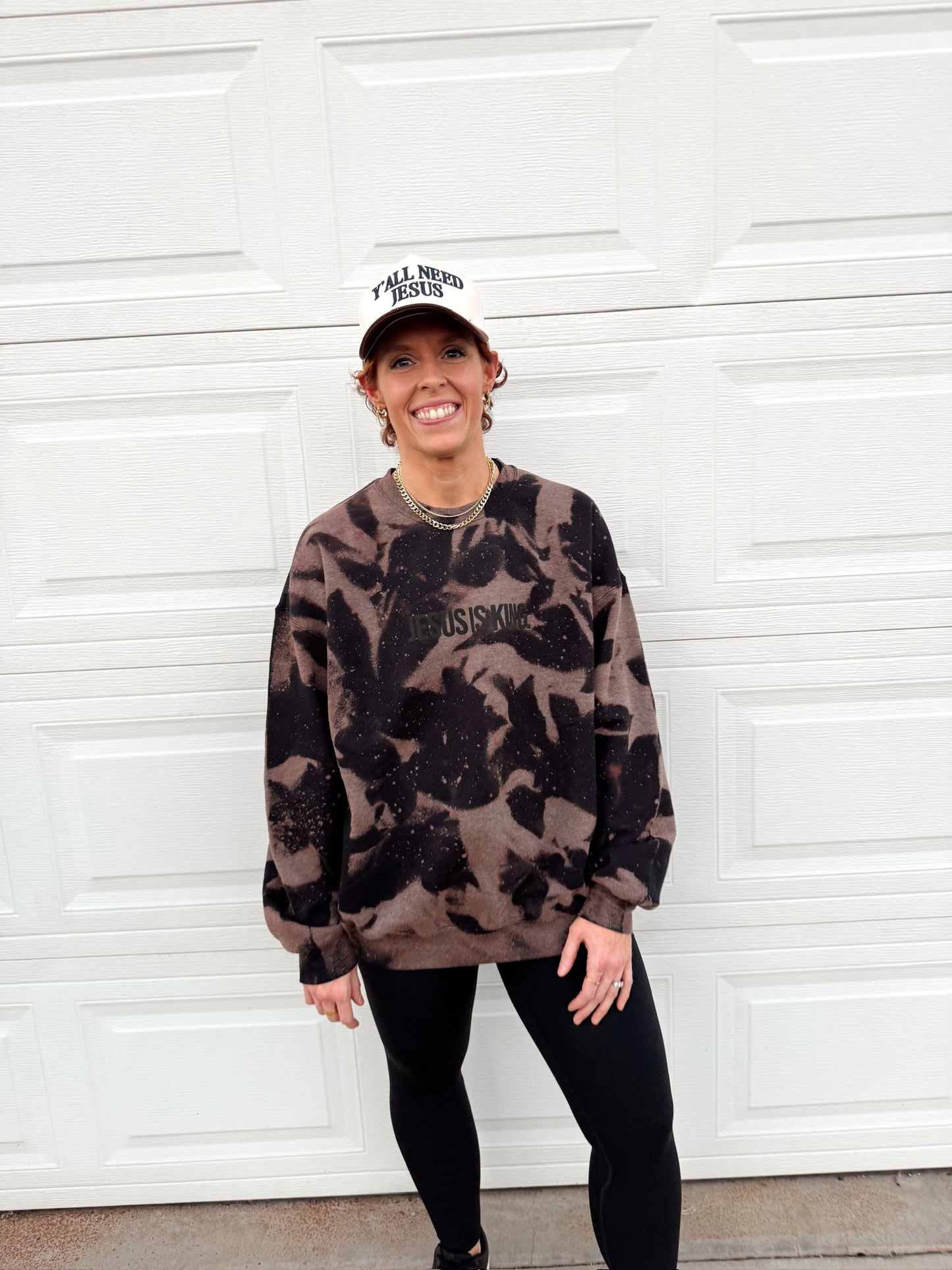 Jesus tie-dye Crewneck gray