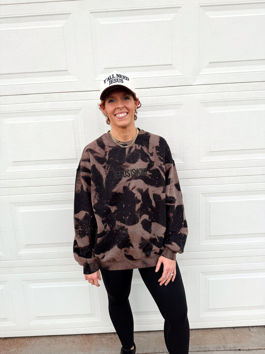 Jesus tie-dye Crewneck gray