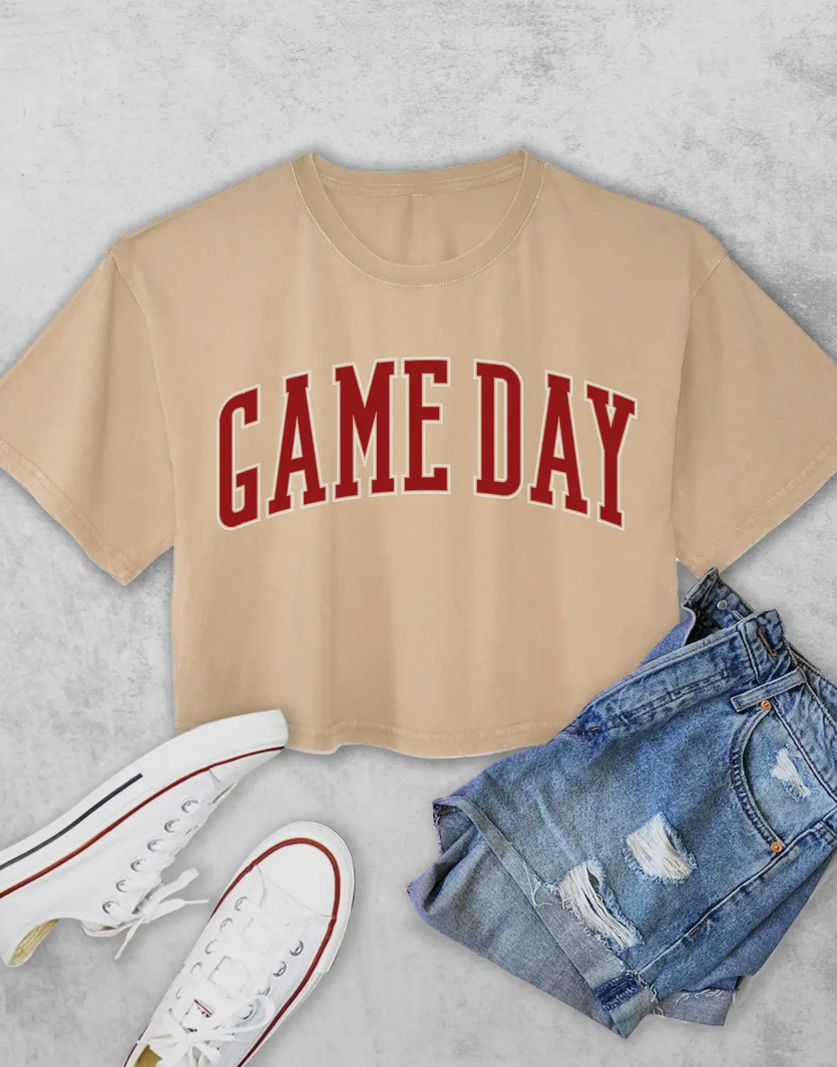 Vintage Game Day Crop Top • TAN