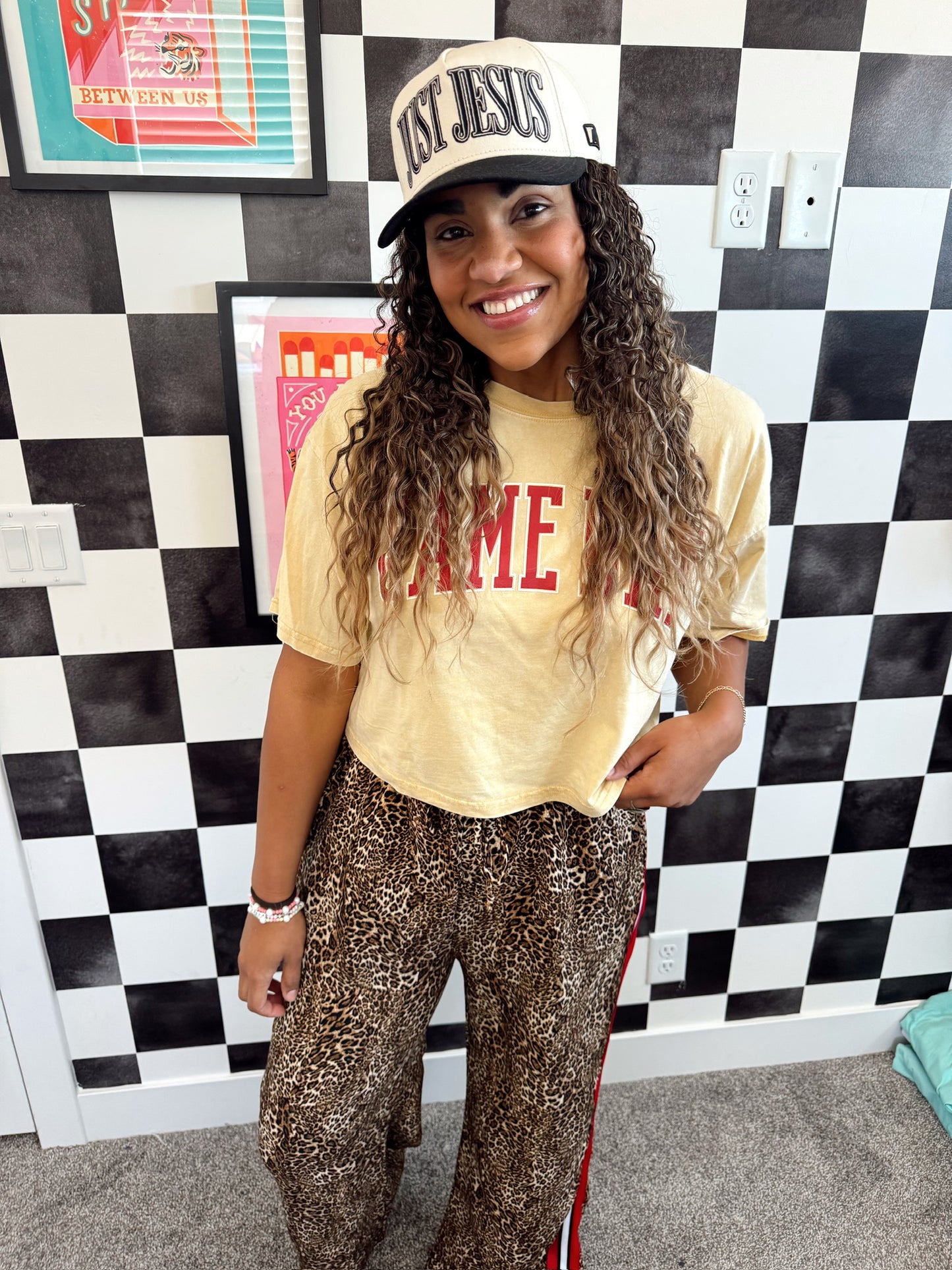 Vintage Game Day Crop Top • YELLOW