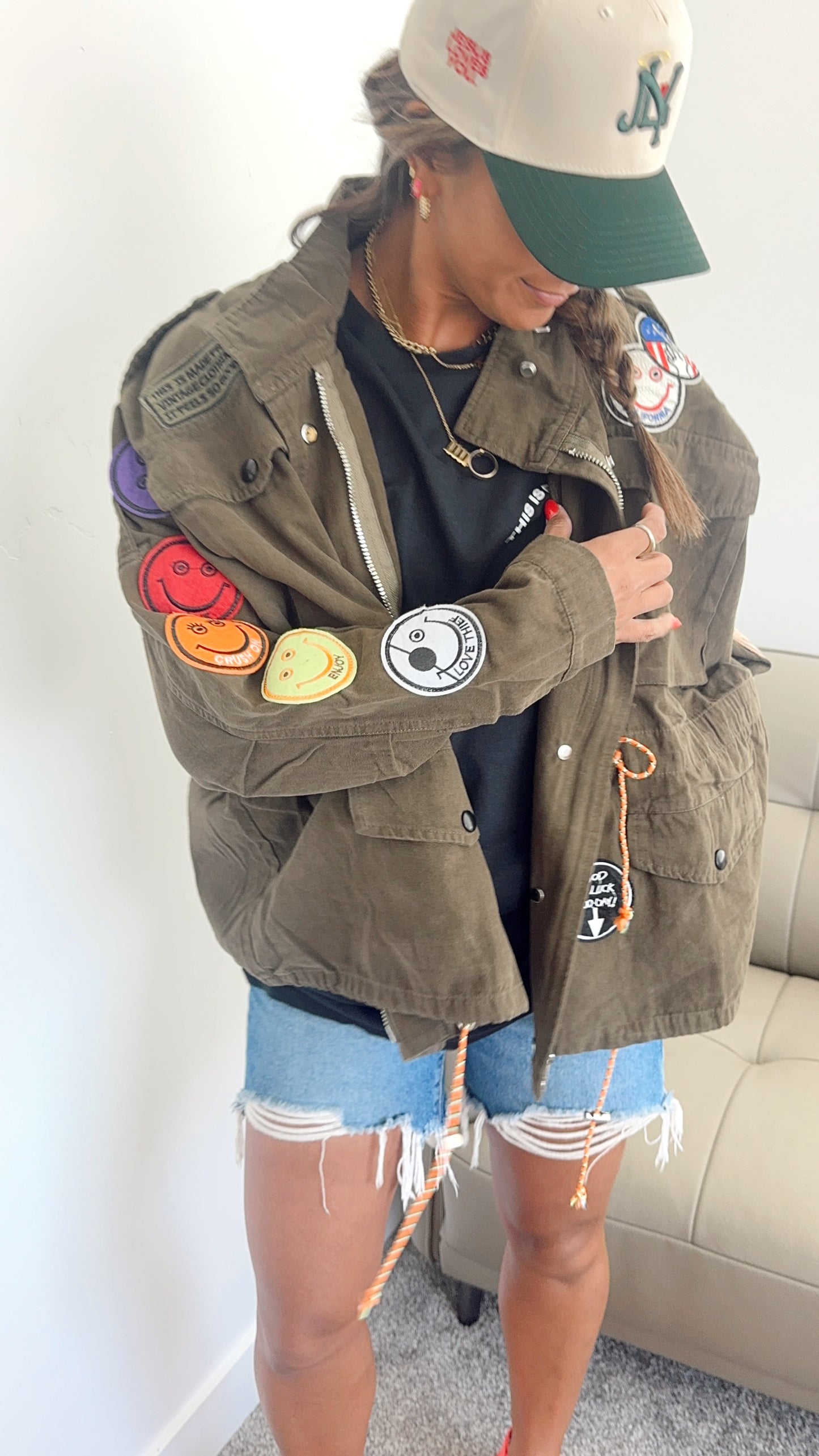 Smile Patchwork Jacket • OLIVE