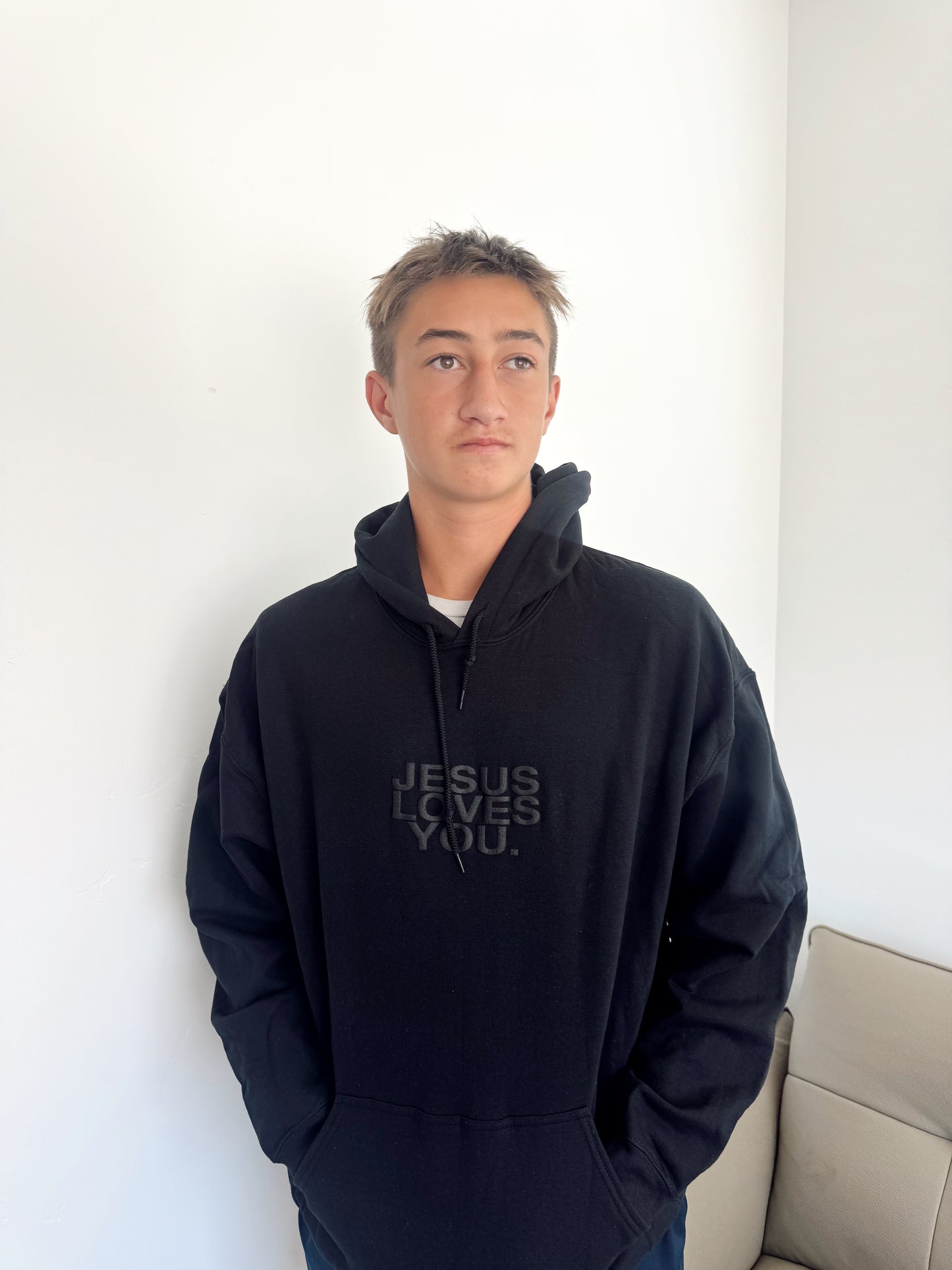 Jesus Loves You HOODIE // Black on Black
