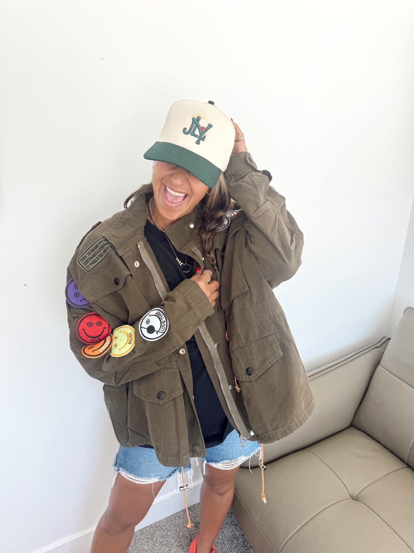 Smile Patchwork Jacket • OLIVE