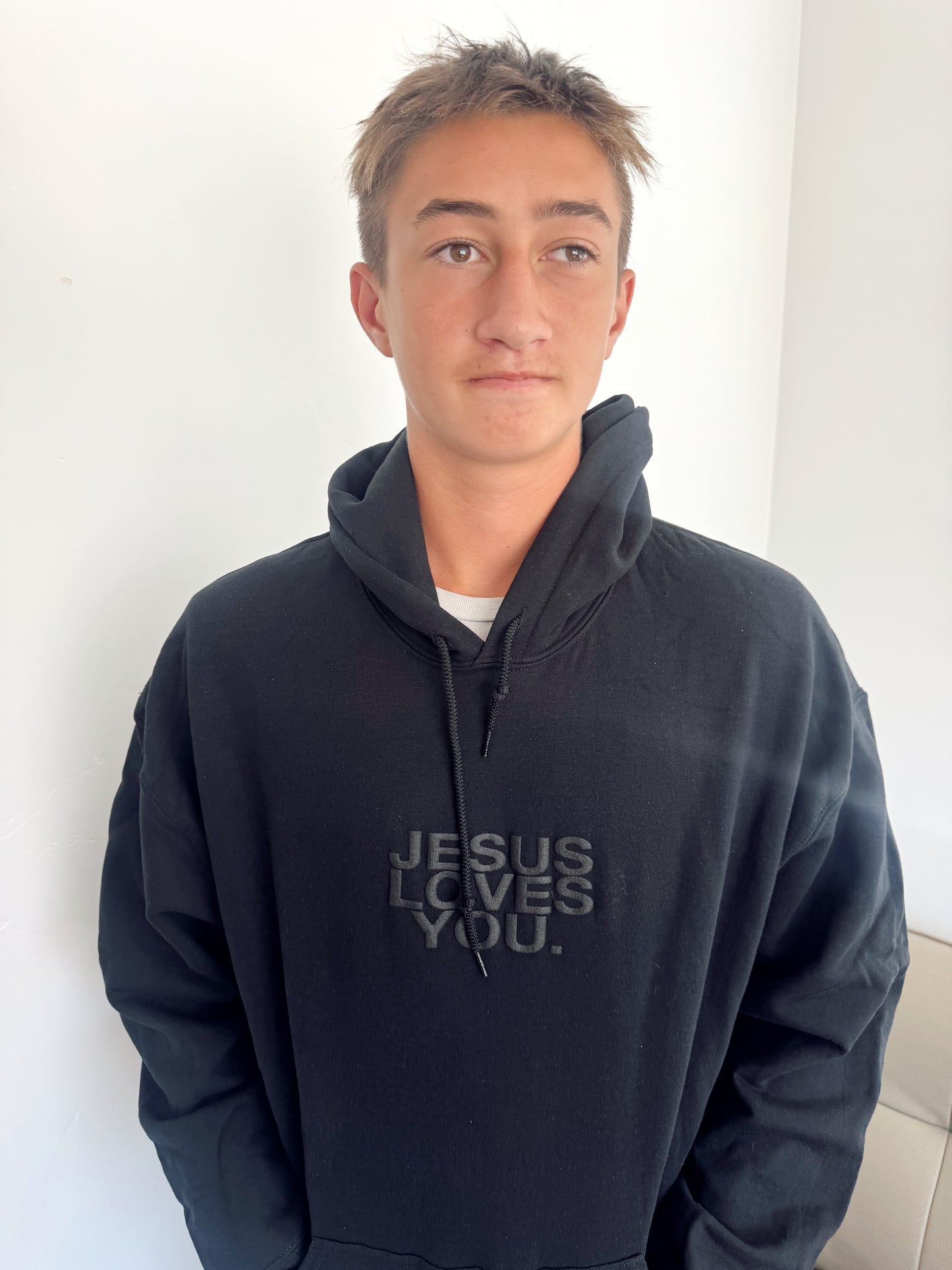 Jesus Loves You HOODIE // Black on Black