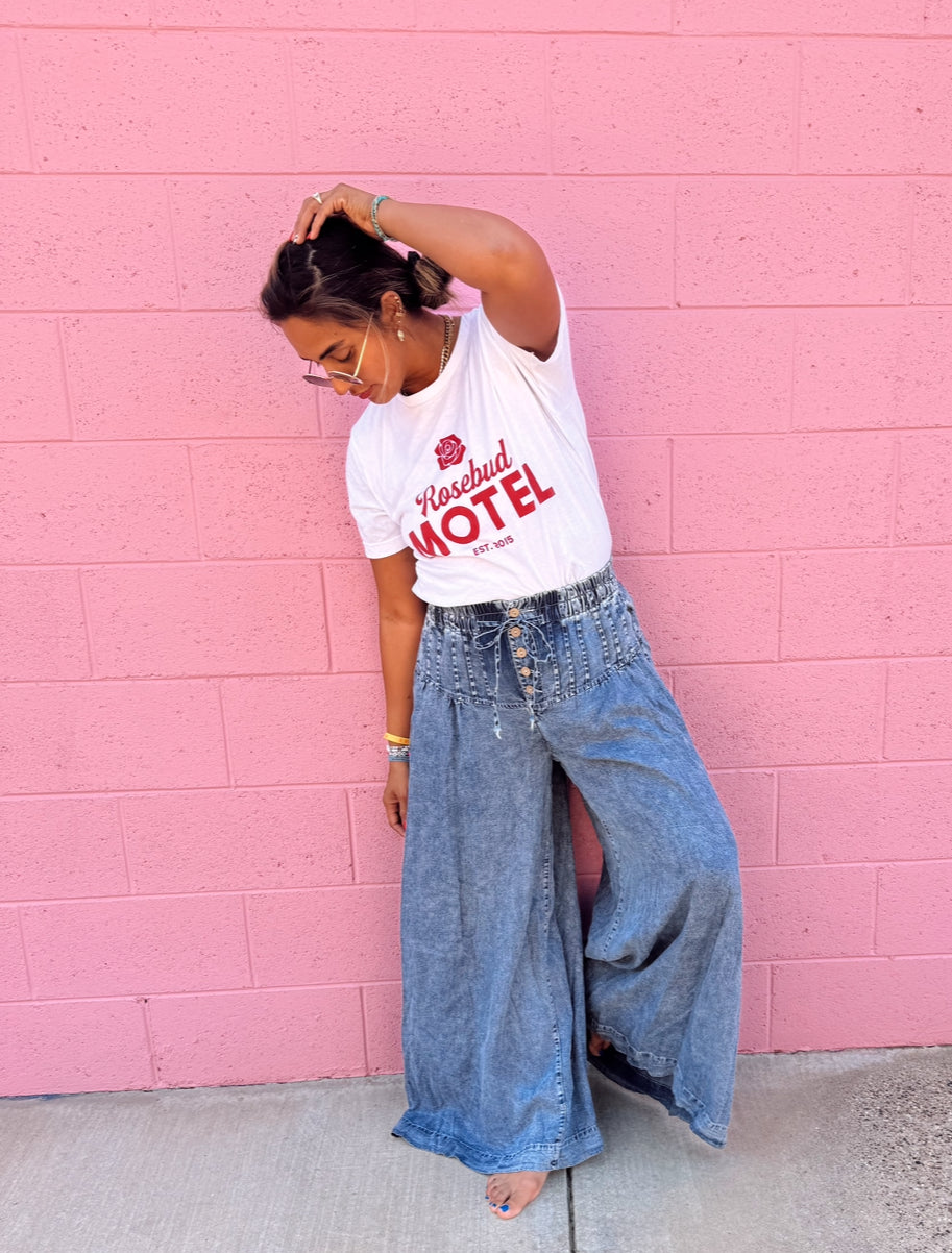 Washed Pinktuck Wide Leg Pants
