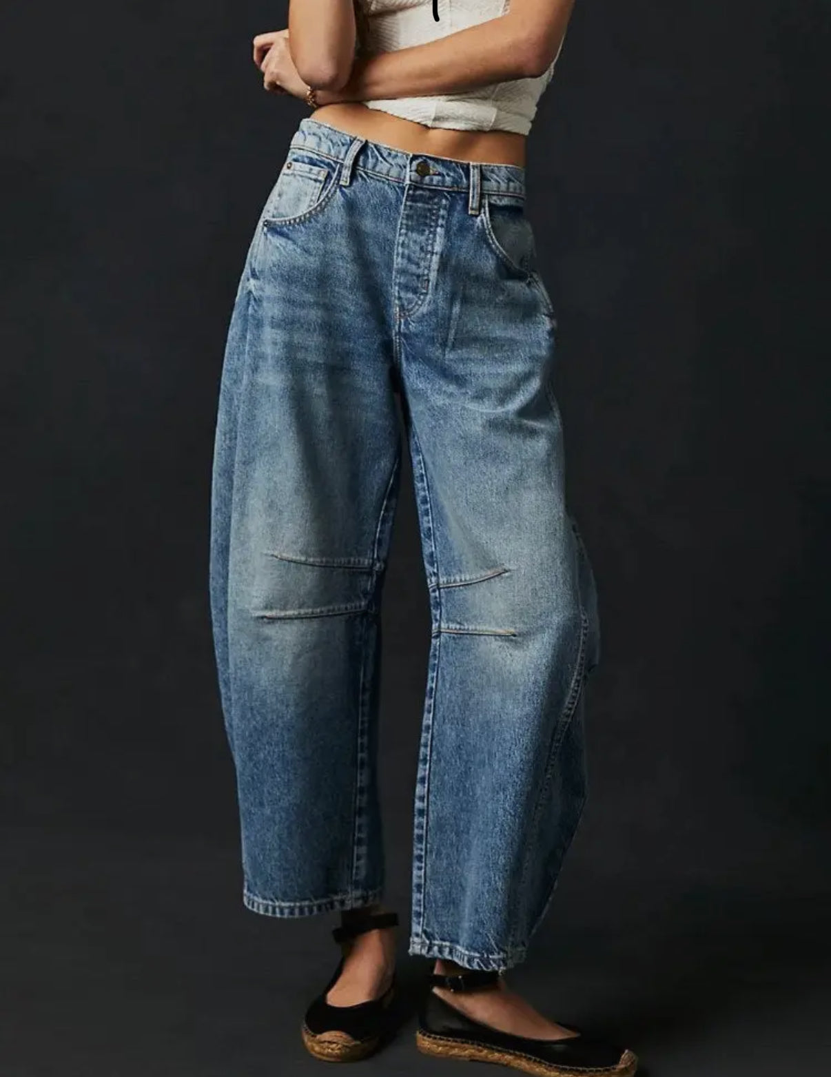 Dark Wash Barrel Jeans