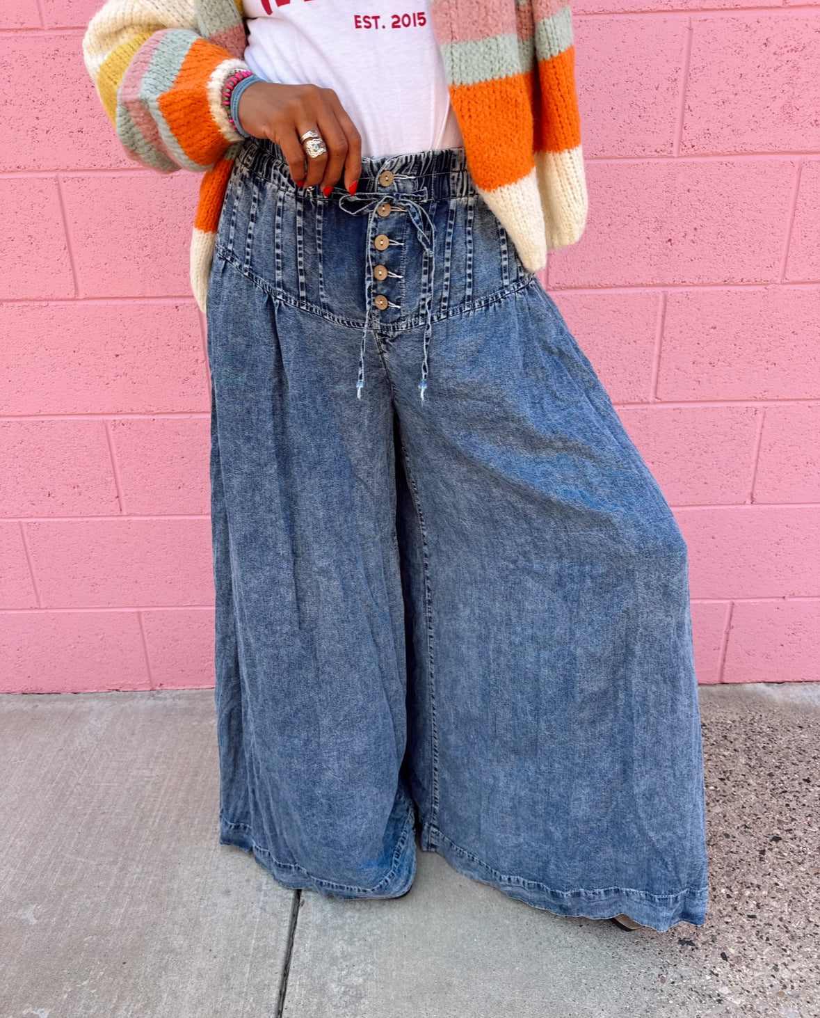Washed Pinktuck Wide Leg Pants