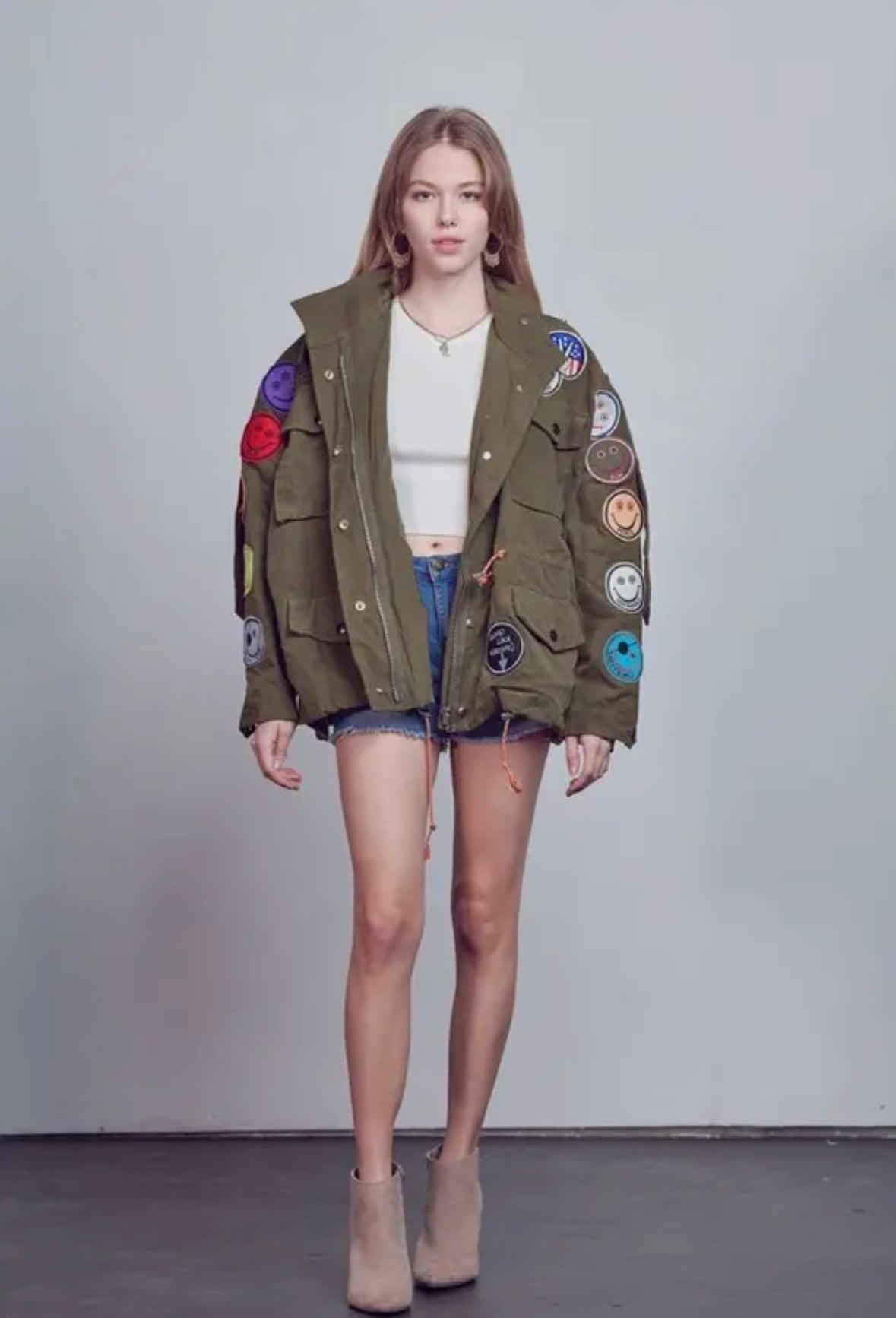 Smile Patchwork Jacket • OLIVE
