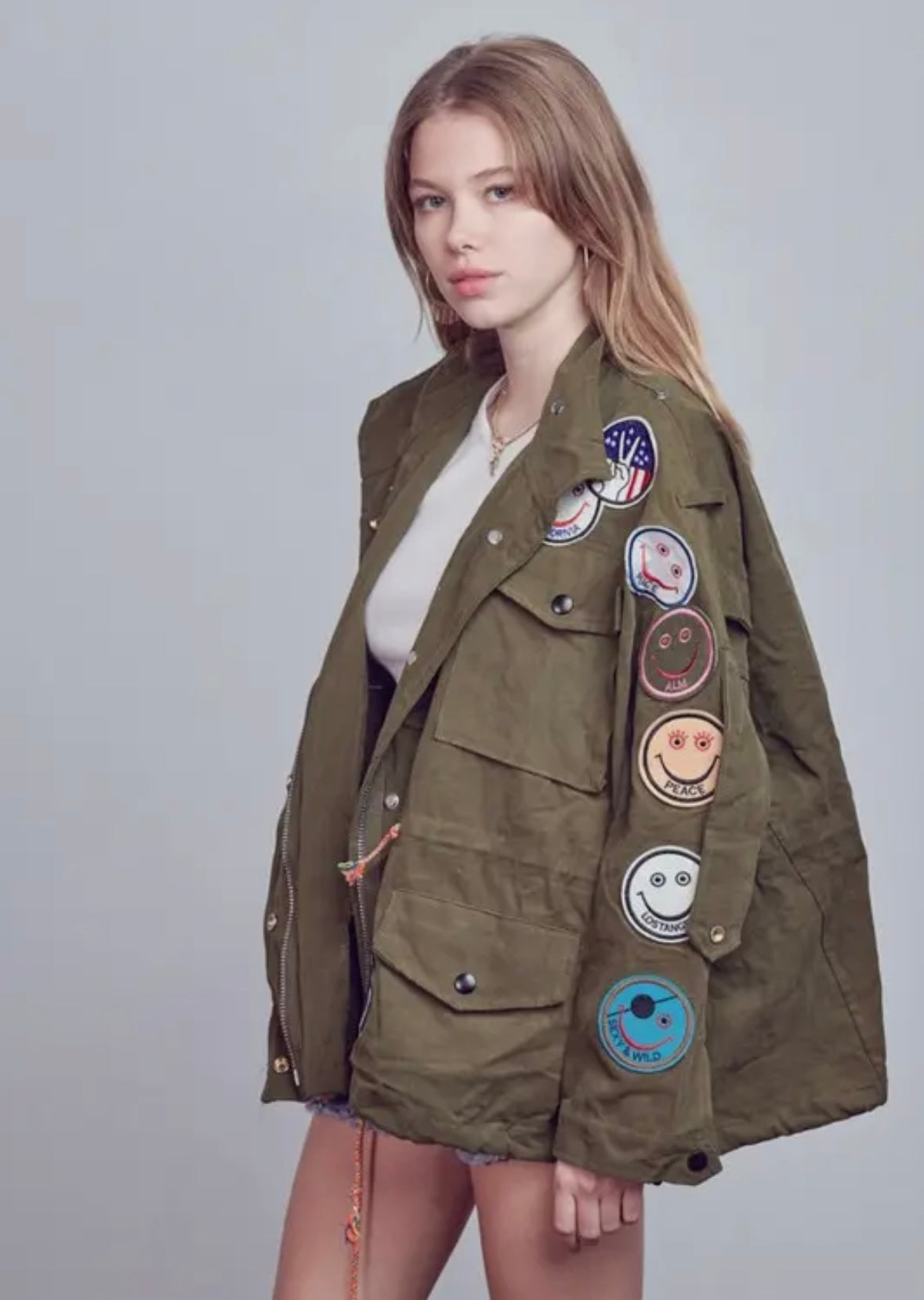 Smile Patchwork Jacket • OLIVE