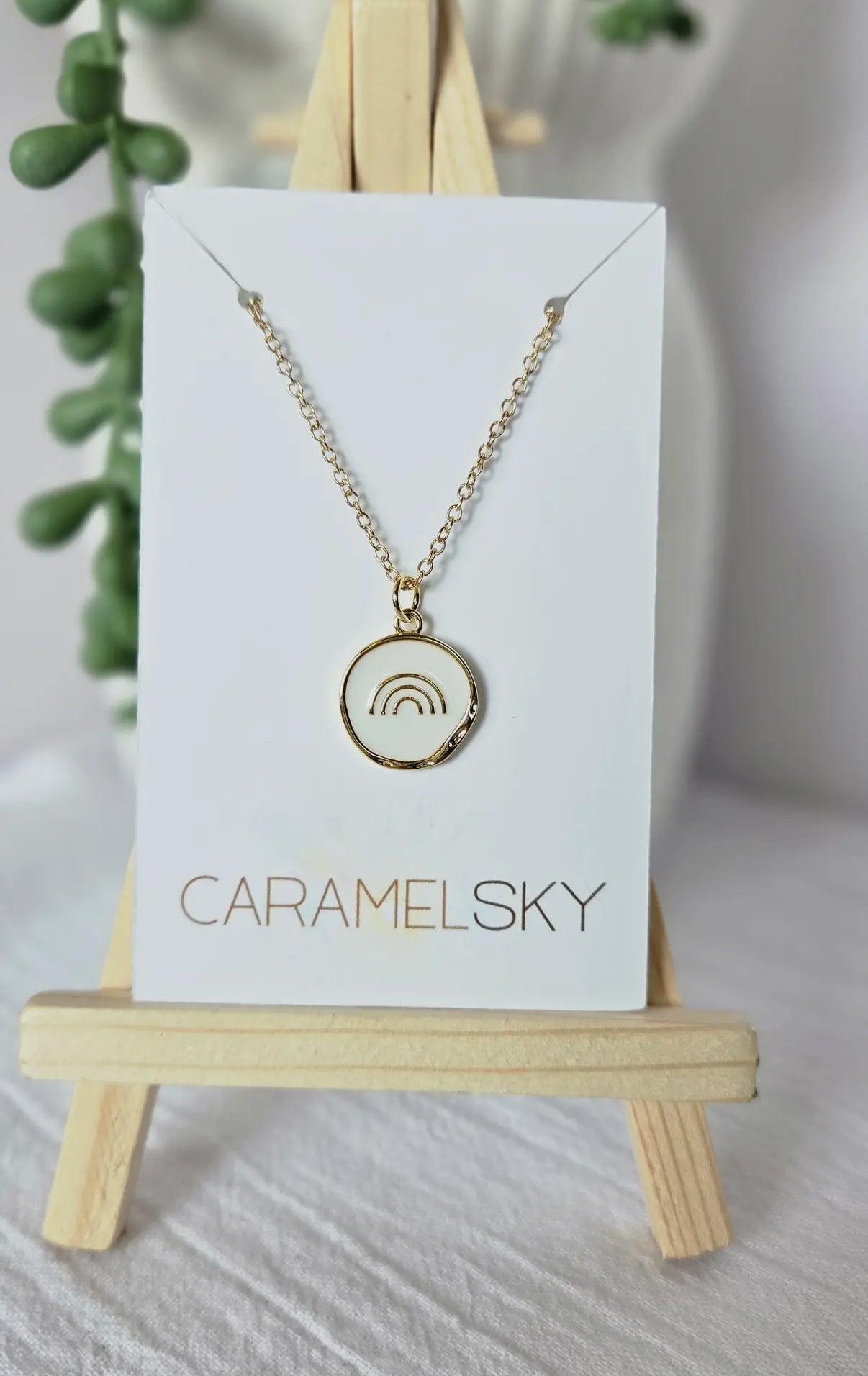 18K Gold Plated Rainbow Pendant Necklace