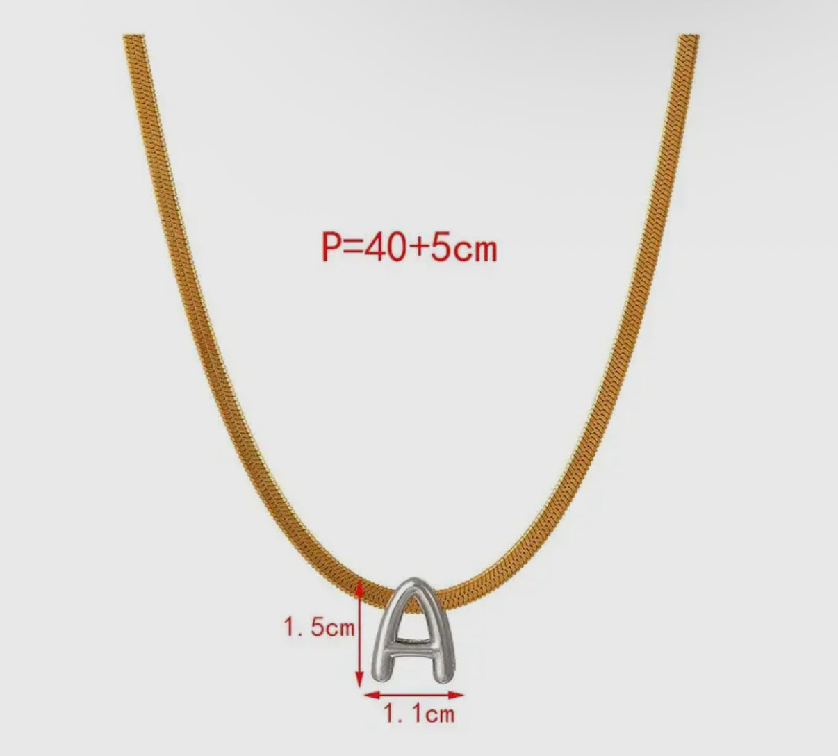 Snake Chain with Initial Pendant Necklace