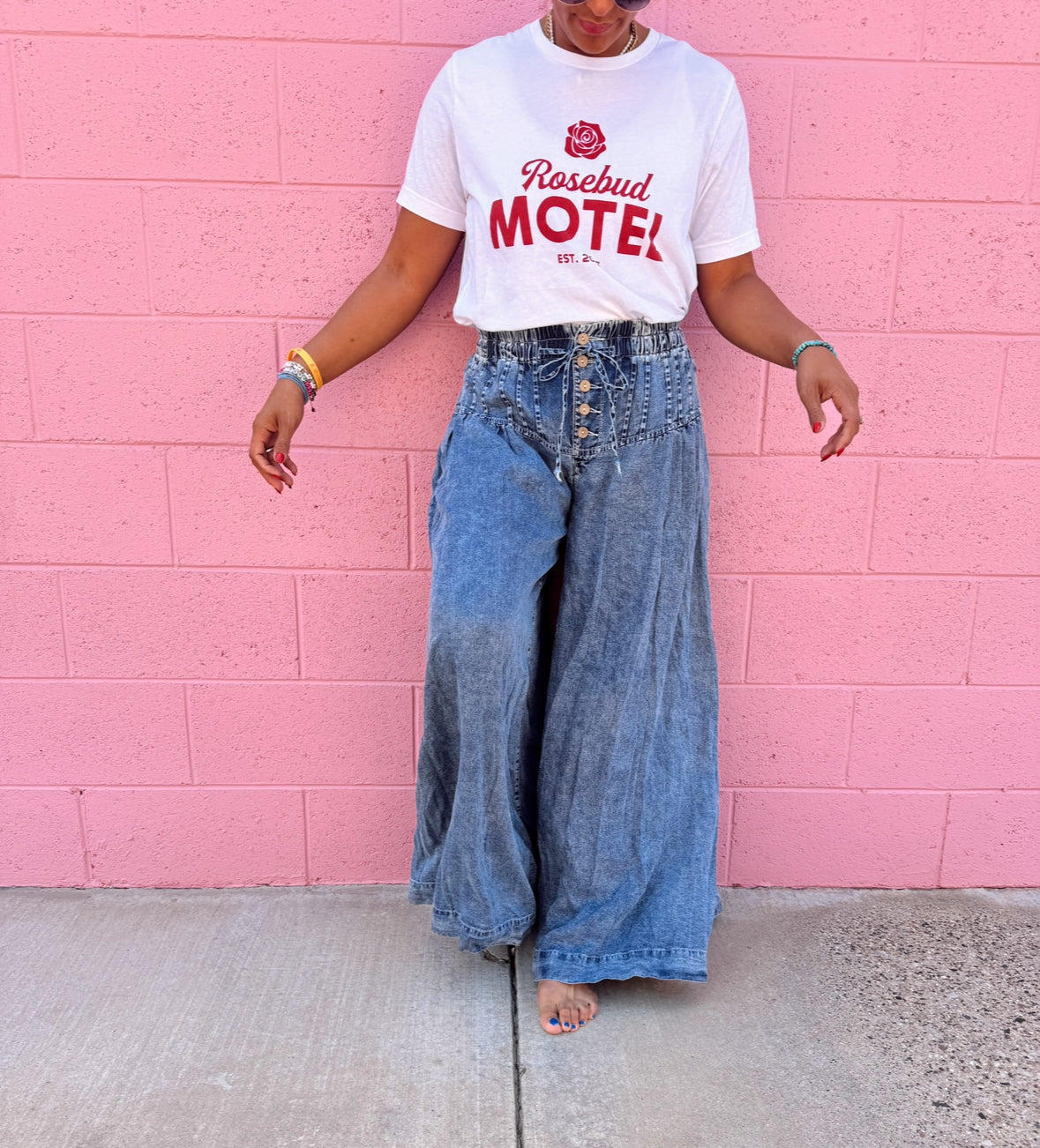 Washed Pinktuck Wide Leg Pants