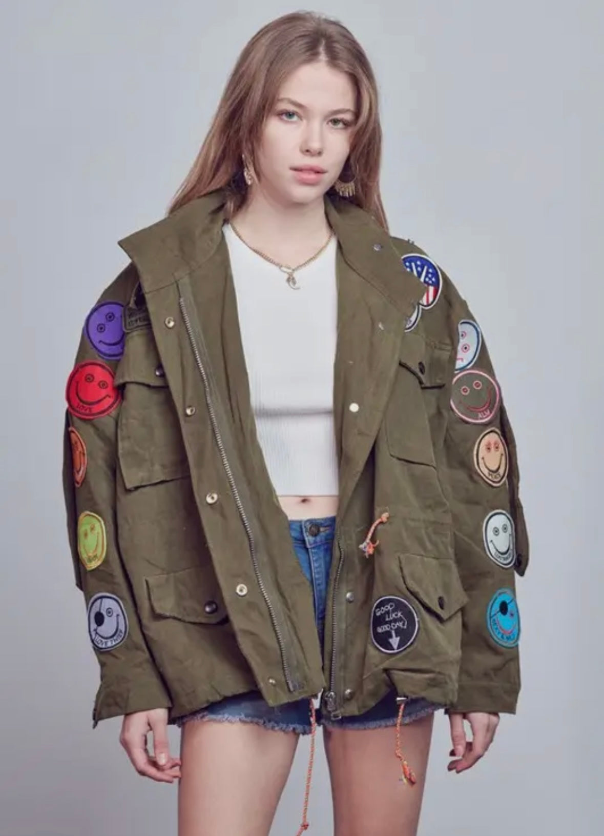 Smile Patchwork Jacket • OLIVE