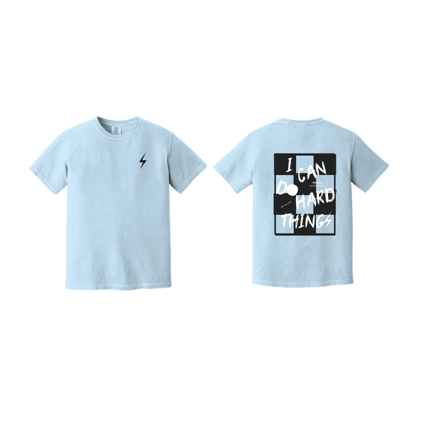 BLUE I Can Do Hard Things T-SHIRT// Check Size Chart