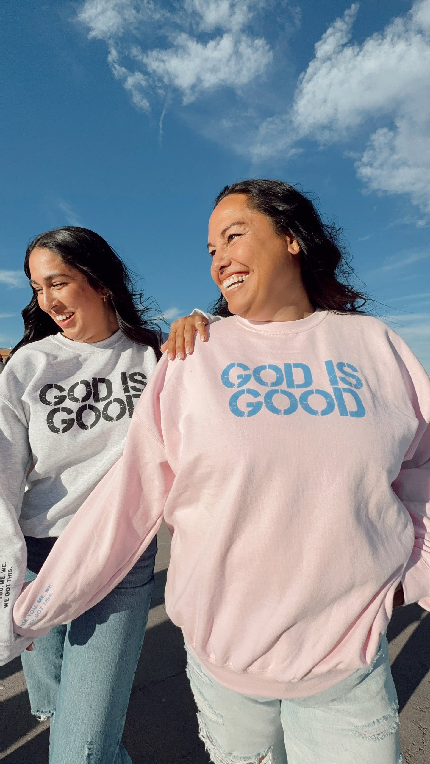 PINK God is Good Crewneck// OVERSIZED