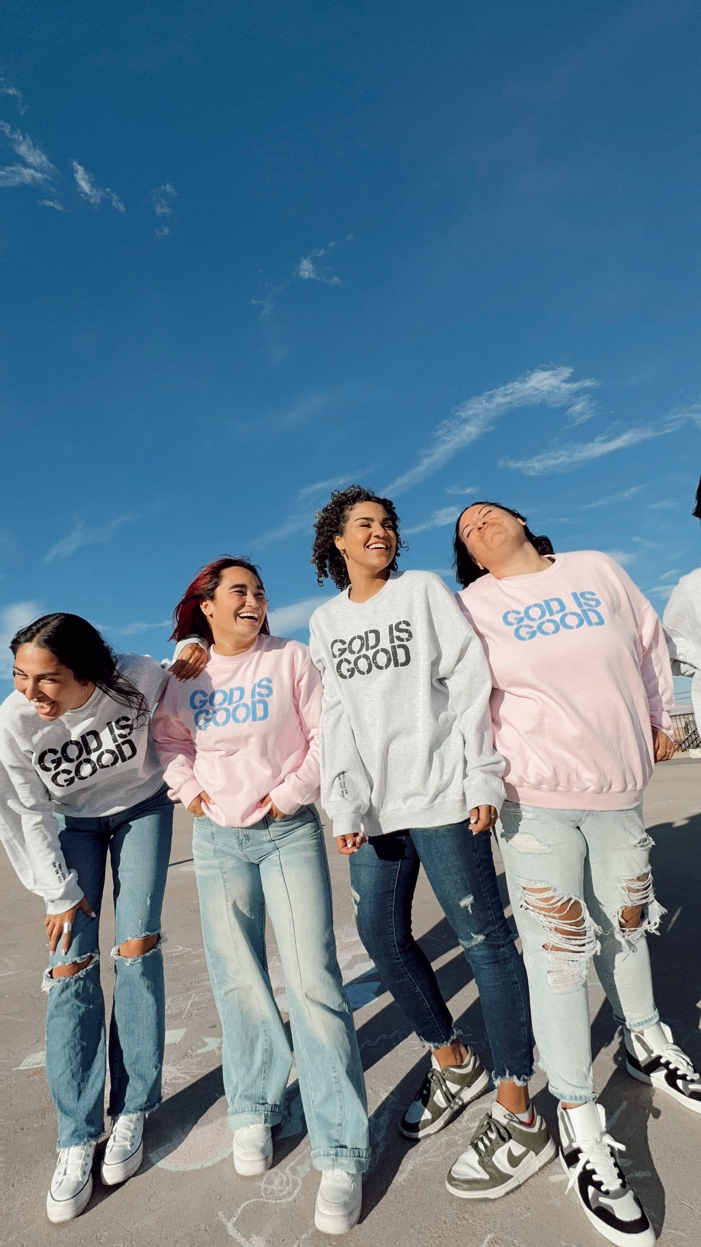 PINK God is Good Crewneck// OVERSIZED