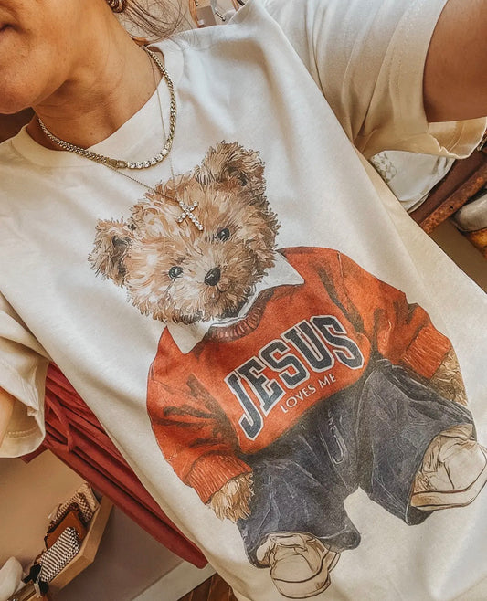 Jesus Loves Me Teddy Bear Graphic Tee