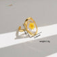 18K Stainless Steel Tarnish Free Floral Rings | OVAL YELLOW