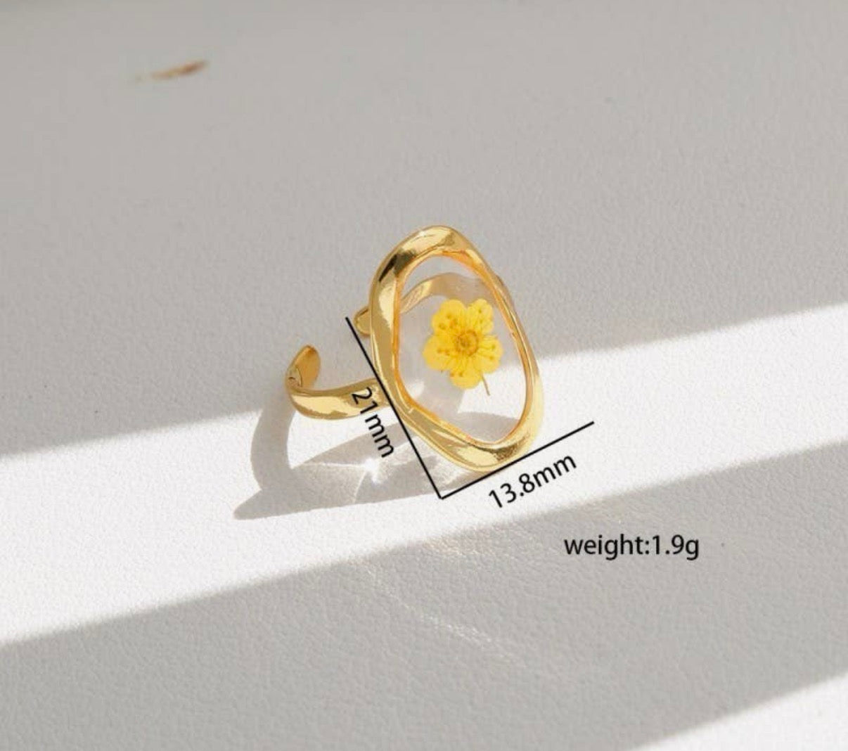 18K Stainless Steel Tarnish Free Floral Rings | OVAL YELLOW