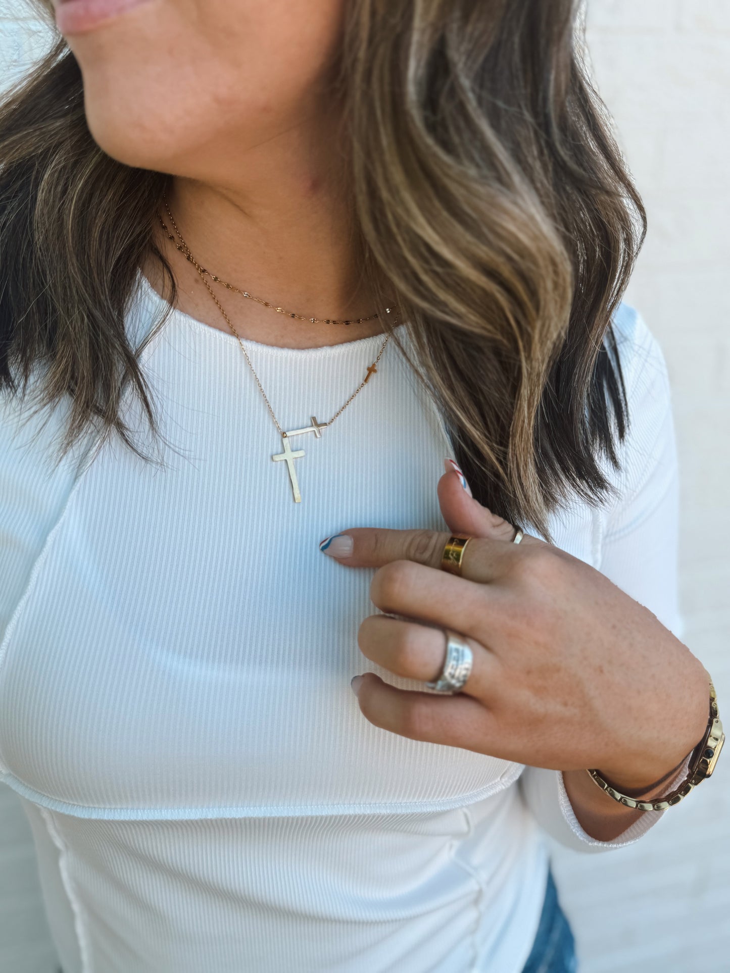 18K Stainless Steel Cross Necklace • Tarnish Free
