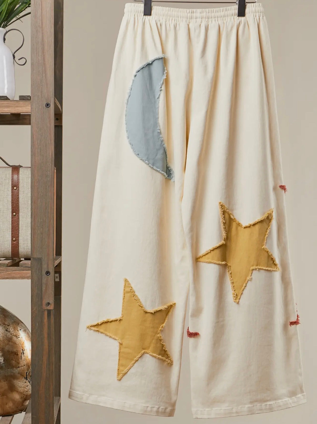 Sun Moon Star Patch Wide Pants