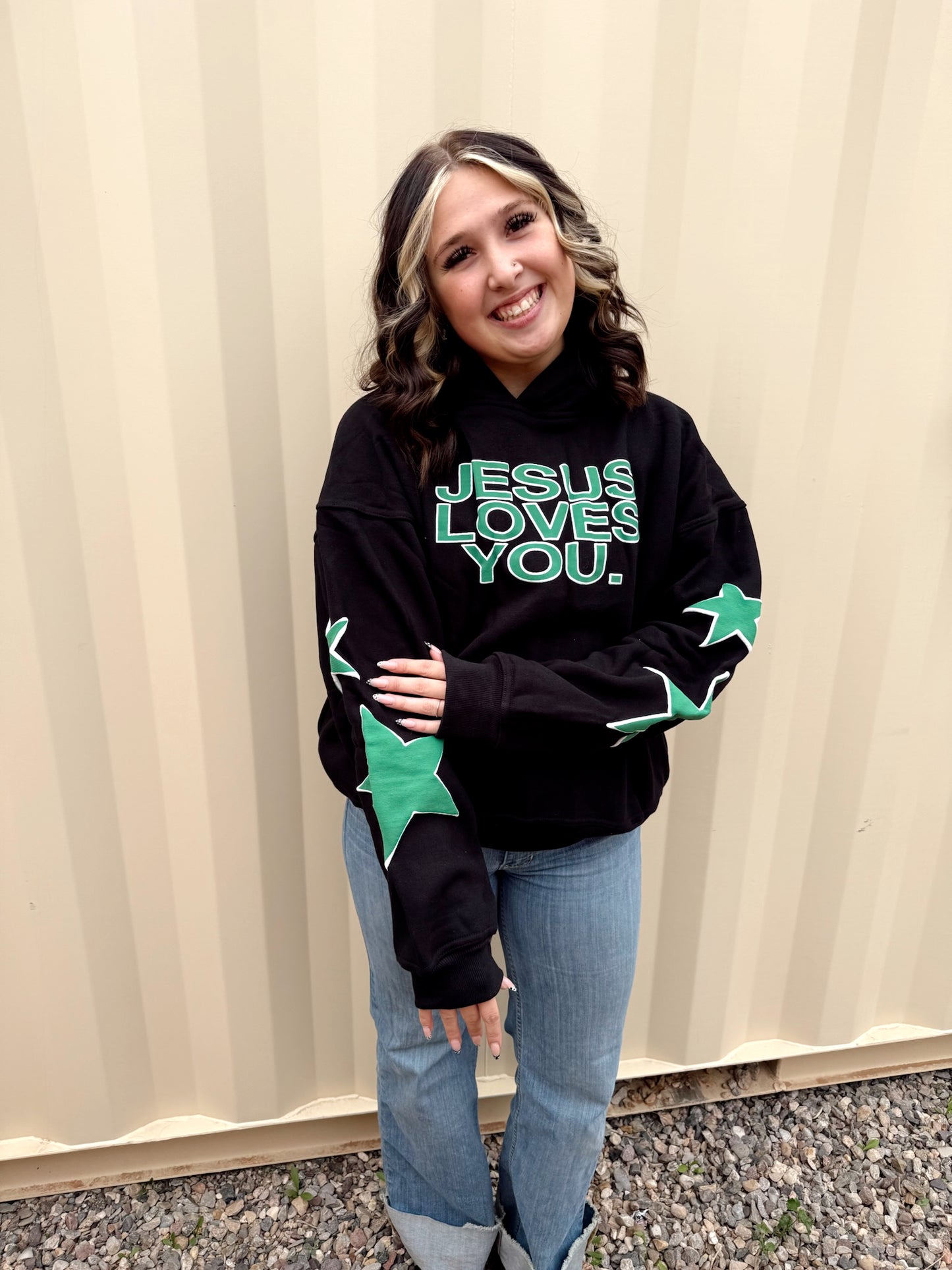 Jesus Loves You “CHECK FRONT” Star Hoodie