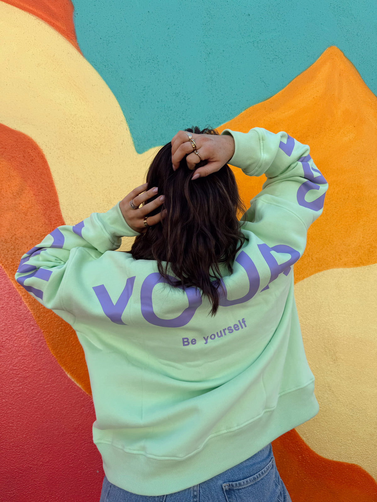 Be Yourself Love Yourself Oversized Sweatshirt • MINT