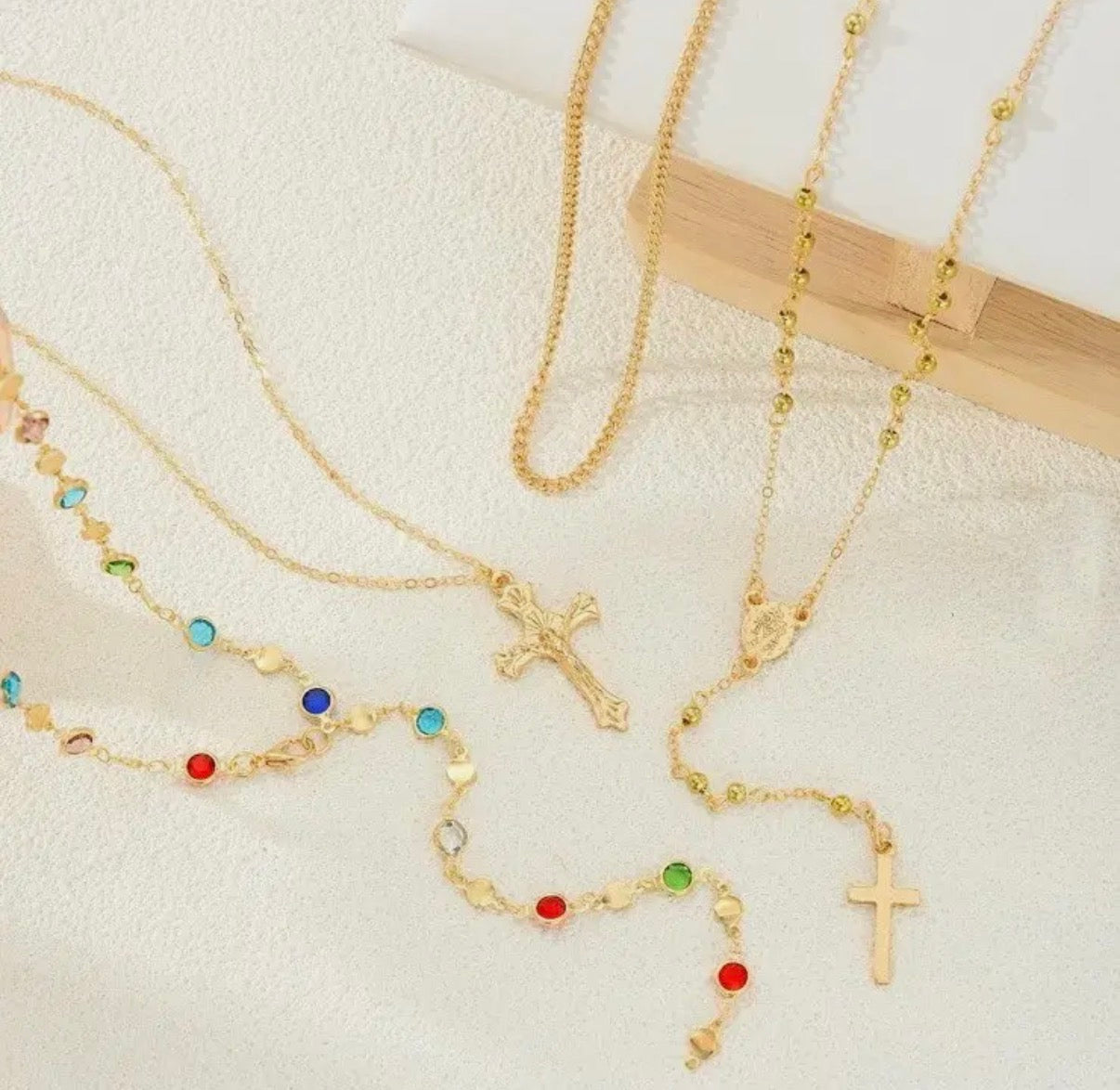 Boho Y Stone Cross Layered Necklace