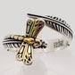 Silver Plated Feather Gold Dragonfly Adjustable Ring