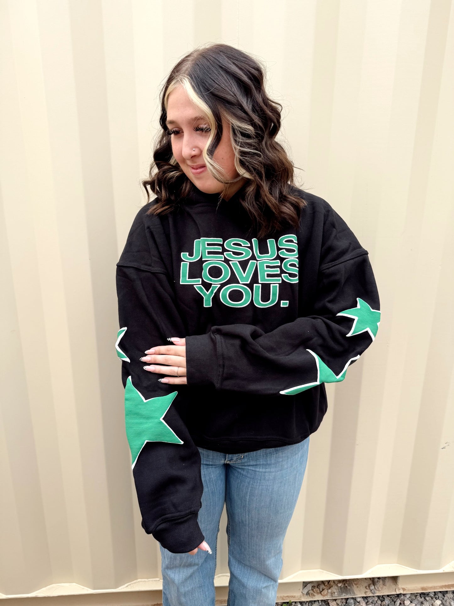 Jesus Loves You “CHECK FRONT” Star Hoodie