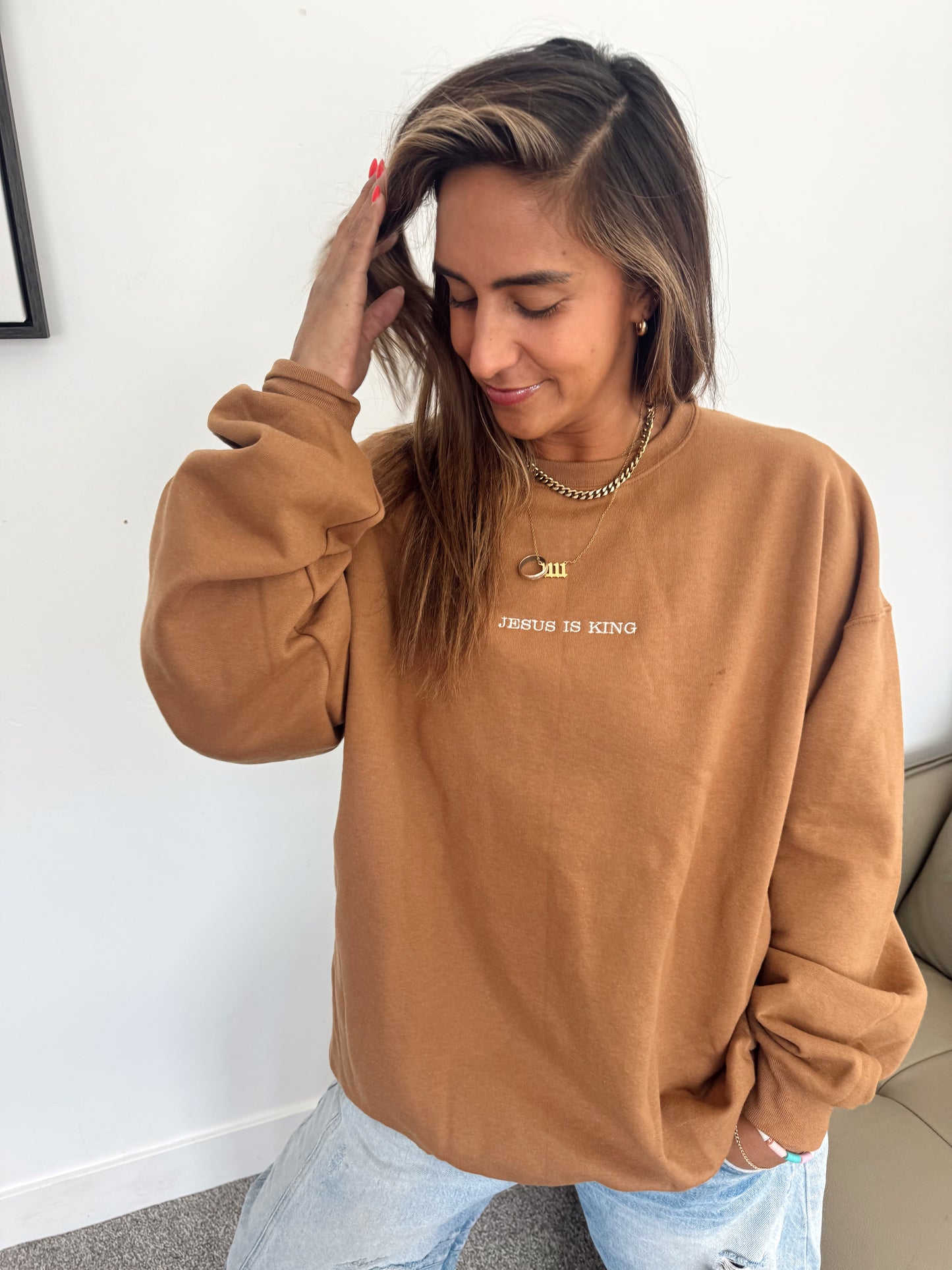 Jesus is King Embroidered Sweatshirt