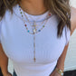 Boho Y Stone Cross Layered Necklace