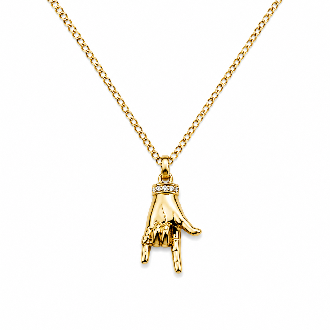 “I Love You” sign Charm 18K Gold Plated Necklace