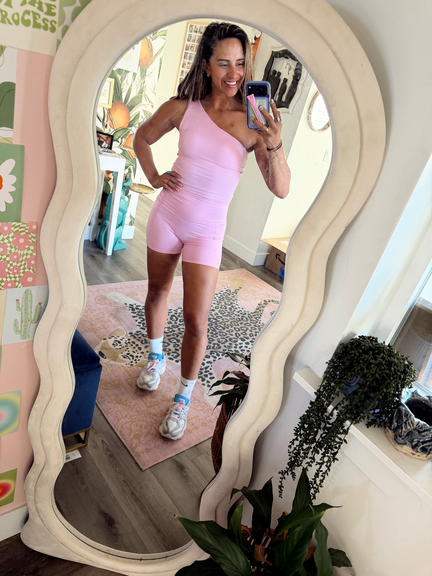 Yoga Set One Shoulder Pink