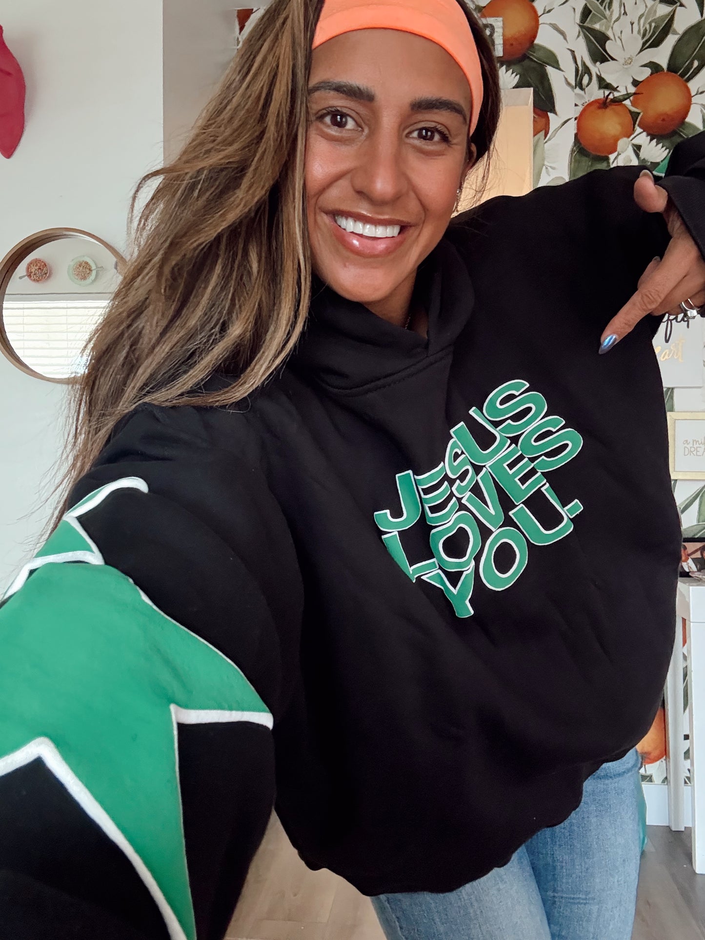 Jesus Loves You “CHECK FRONT” Star Hoodie